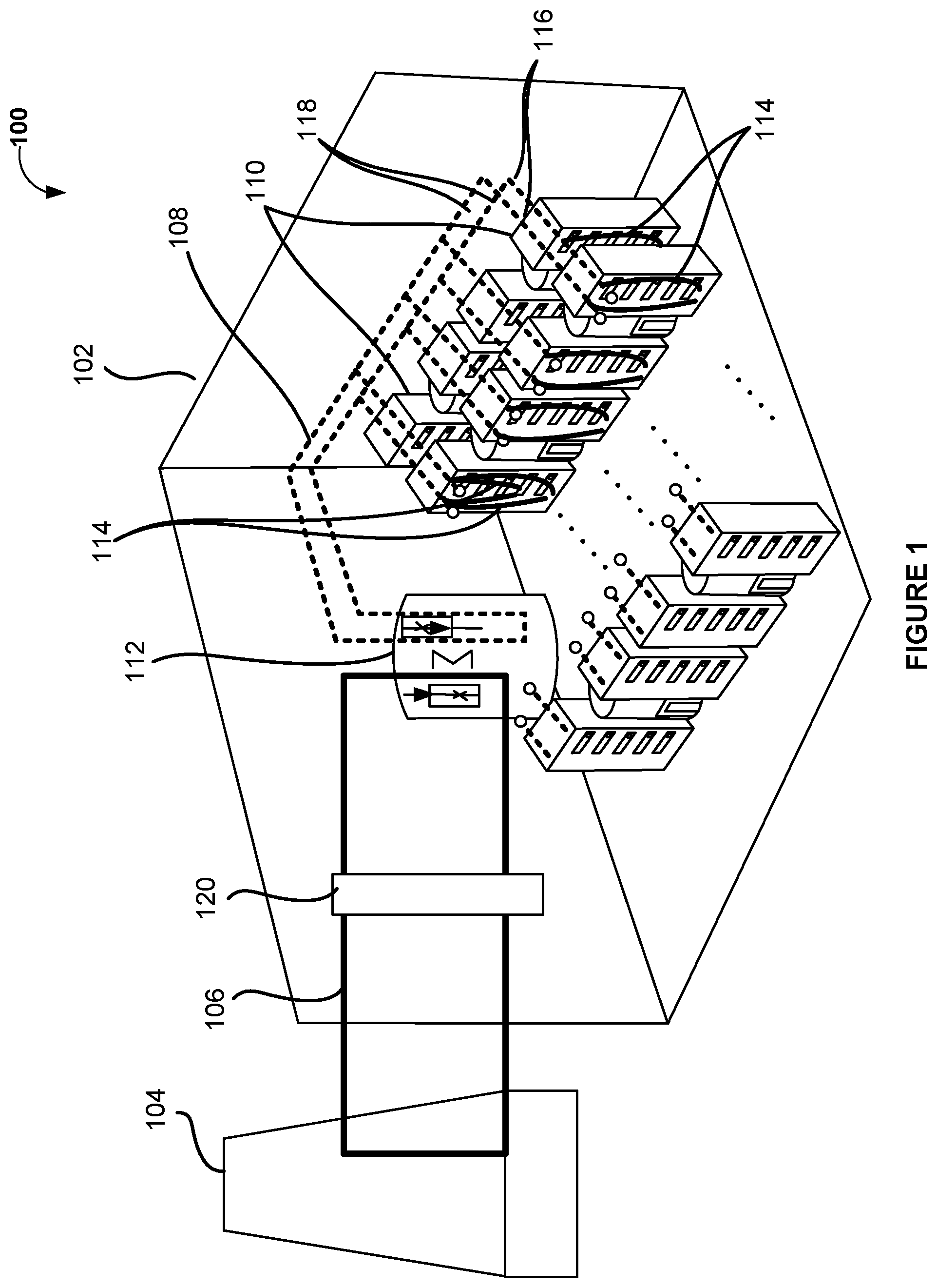 Patent US12101907 — Intelligent pod-based cooling loop with dry cooler for mobile datacenter cooling systems — Figure 1