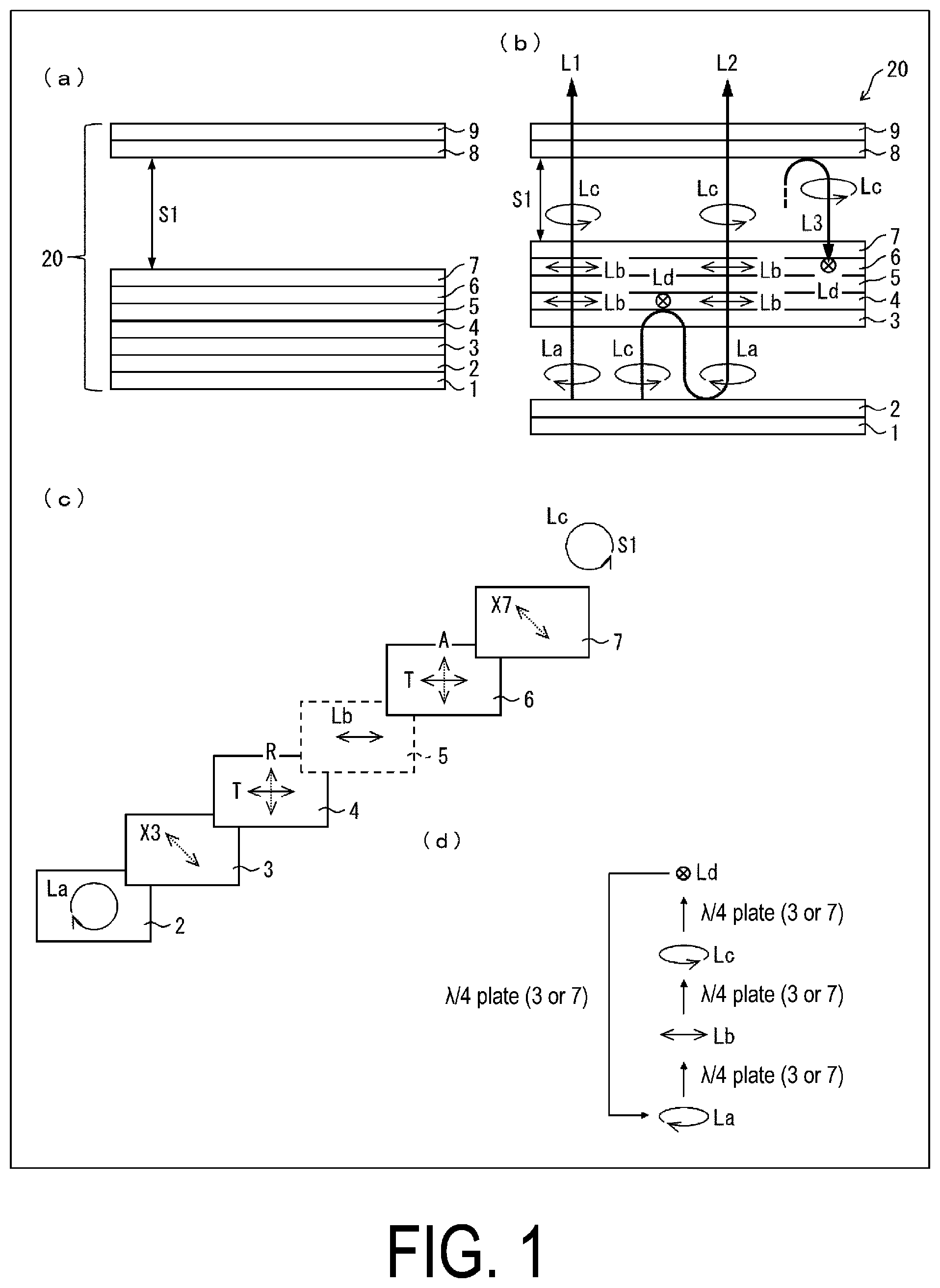 Patent US12101963 — Display device including reflective and absorbing polarizers — Figure 1