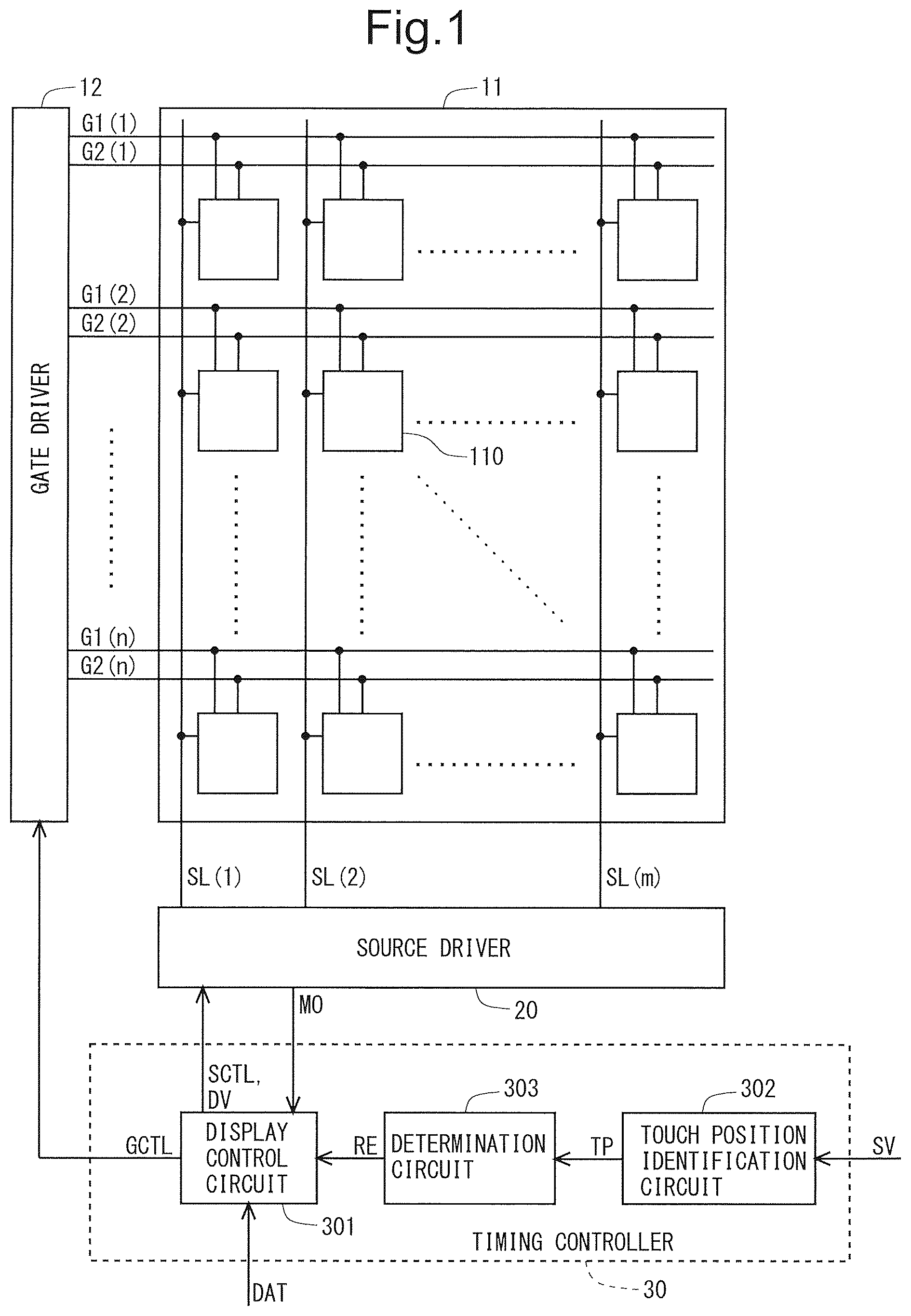 Patent US12101983 — Display device equipped with touch panel, and method for controlling display device — Figure 1