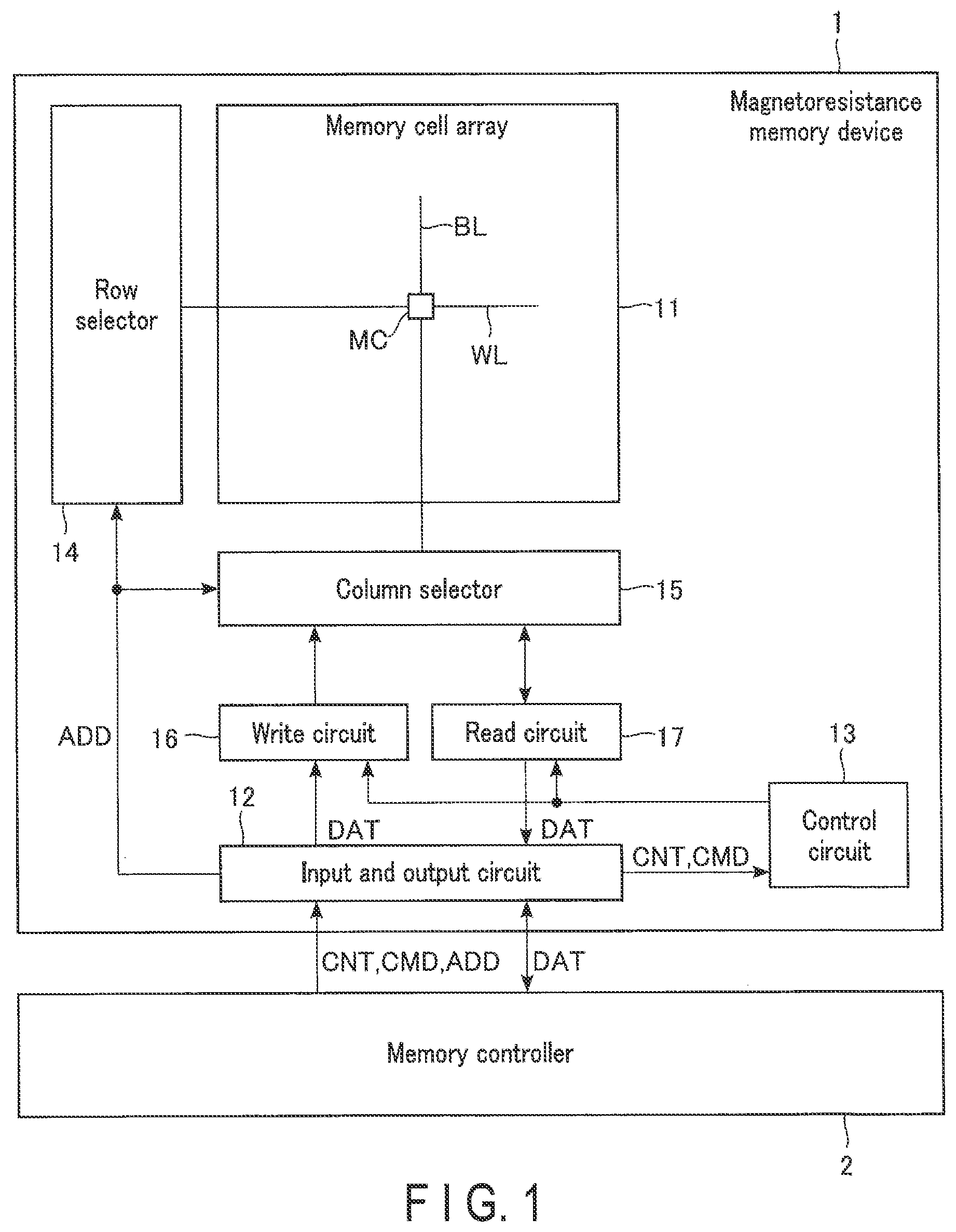 Patent US12102012 Figure 1 – Magnetoresistance memory device and method of manufacturing magnetoresistance memory device