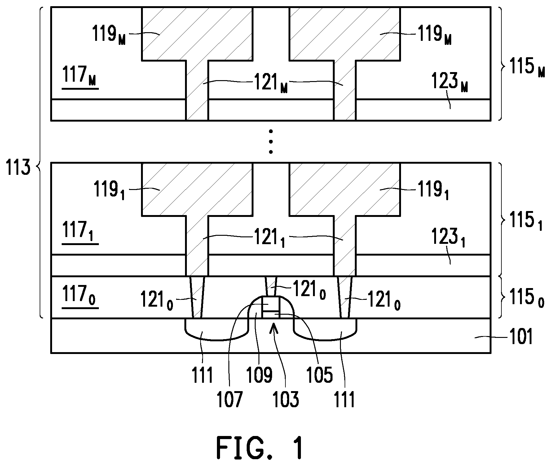 Patent US12102018 — Memory stacks and methods of forming the same — Figure 1