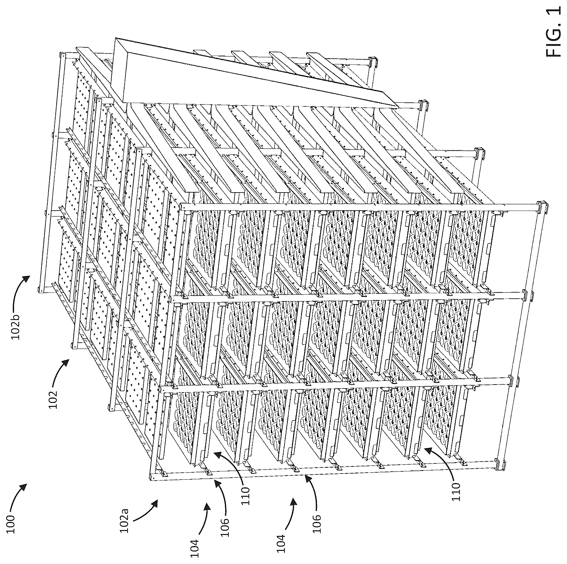 Patent US12102044 — High-density plant cultivation systems and related apparatuses and methods — Figure 1