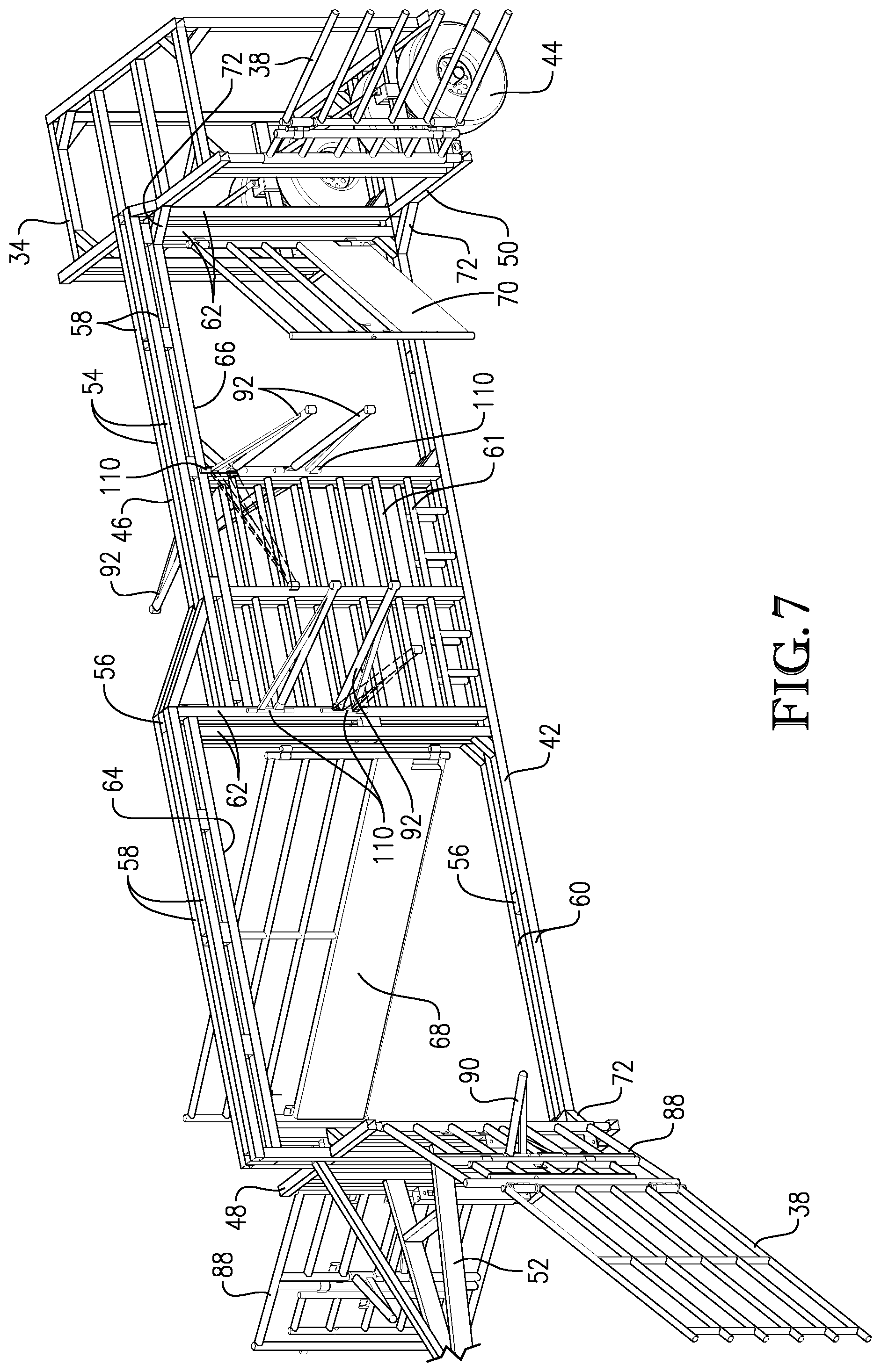 Patent US12102061 Figure 7 – Portable corral suspension with torsion axle