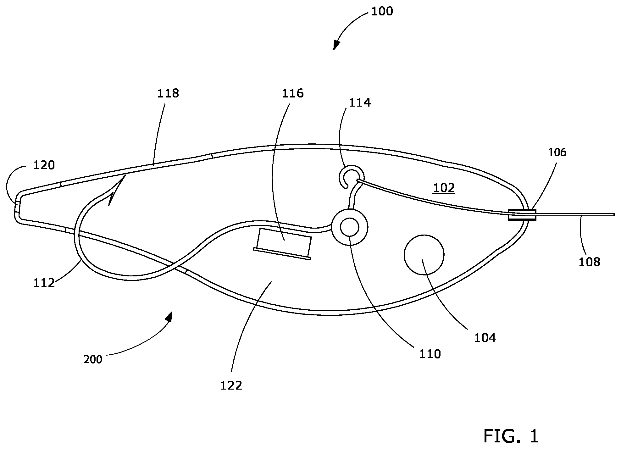 Patent US12102072 — Mechanical fishing lure device with magnet enabled retractable hook — Figure 1
