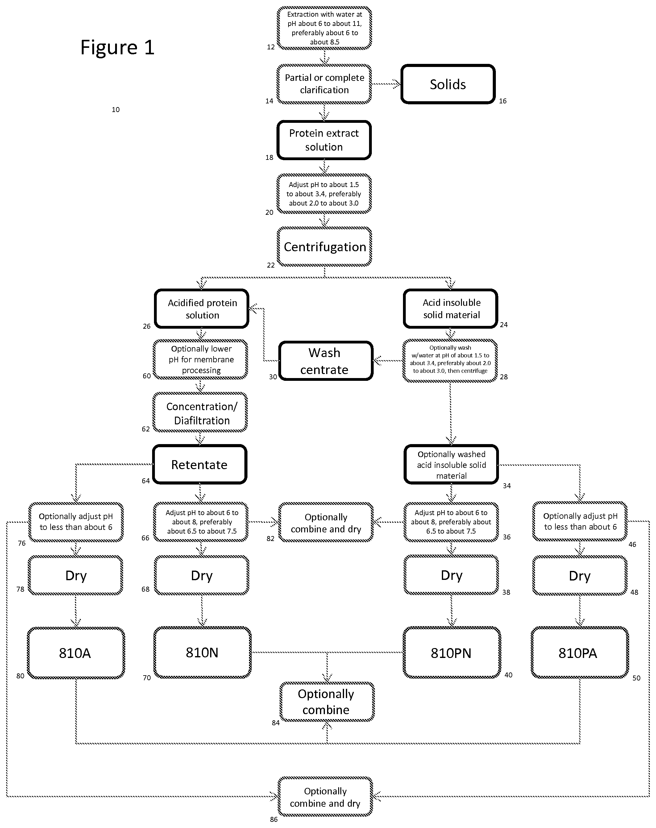 Patent US12102100 — Preparation of pulse protein products (“YP810”) — Figure 1