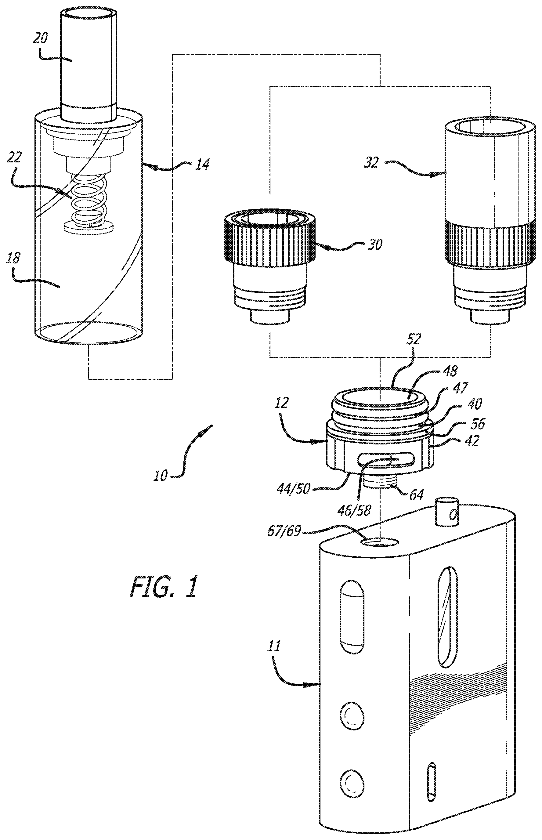 Patent US12102125 Figure 1 – Vaping vaporizer