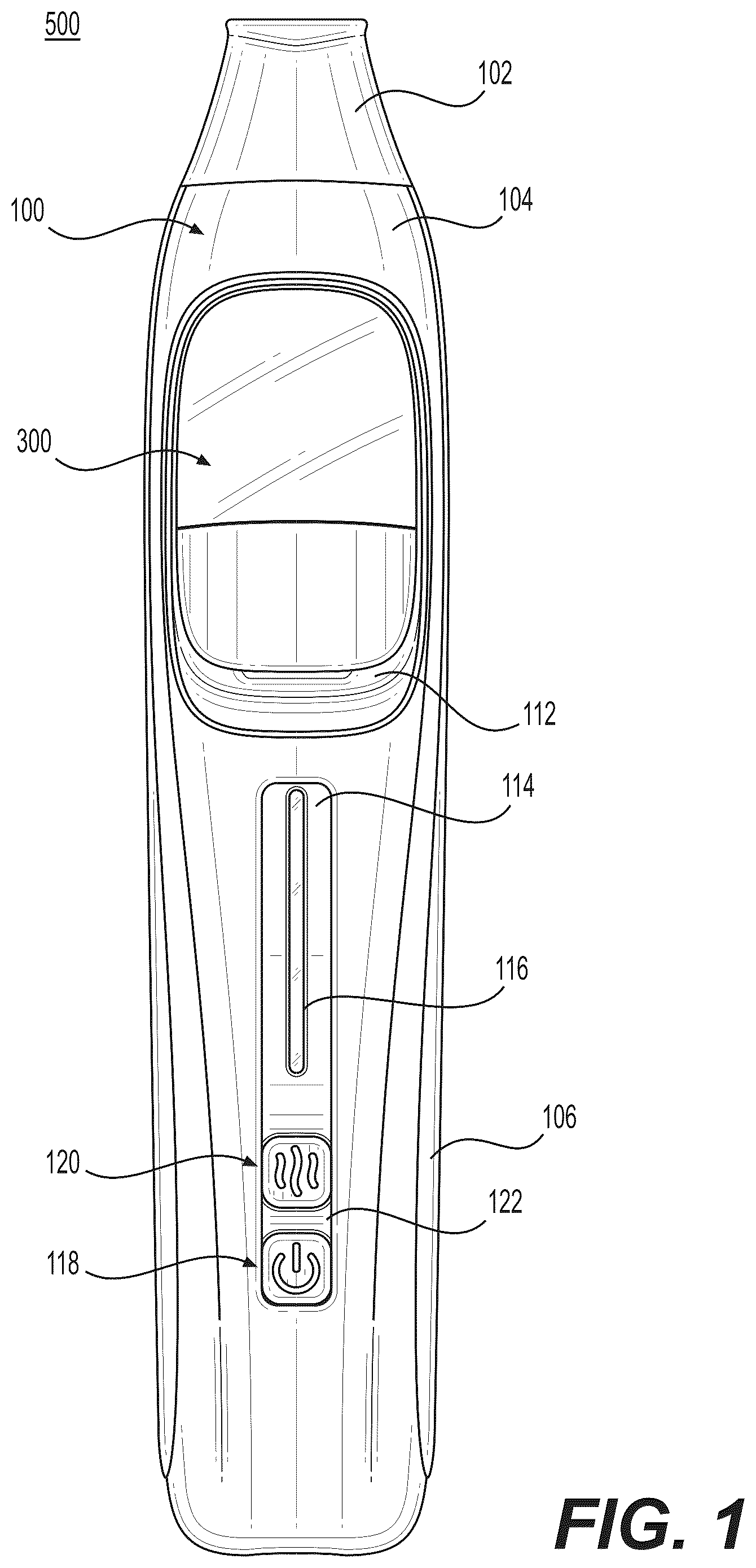 Patent US12102132 — Nicotine electronic vaping devices having nicotine pre-vapor formulation level detection and auto shutdown — Figure 1