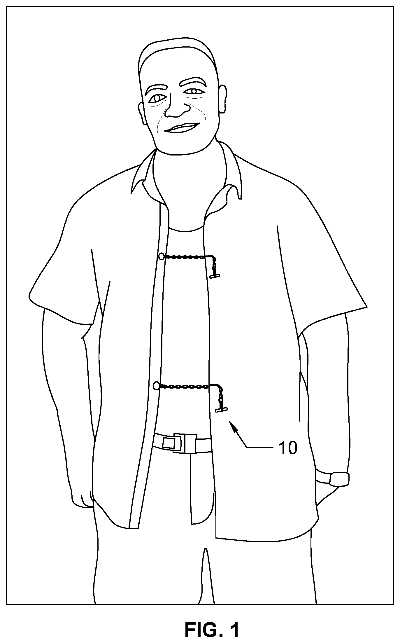 Patent US12102137 — Shirt retaining device — Figure 1