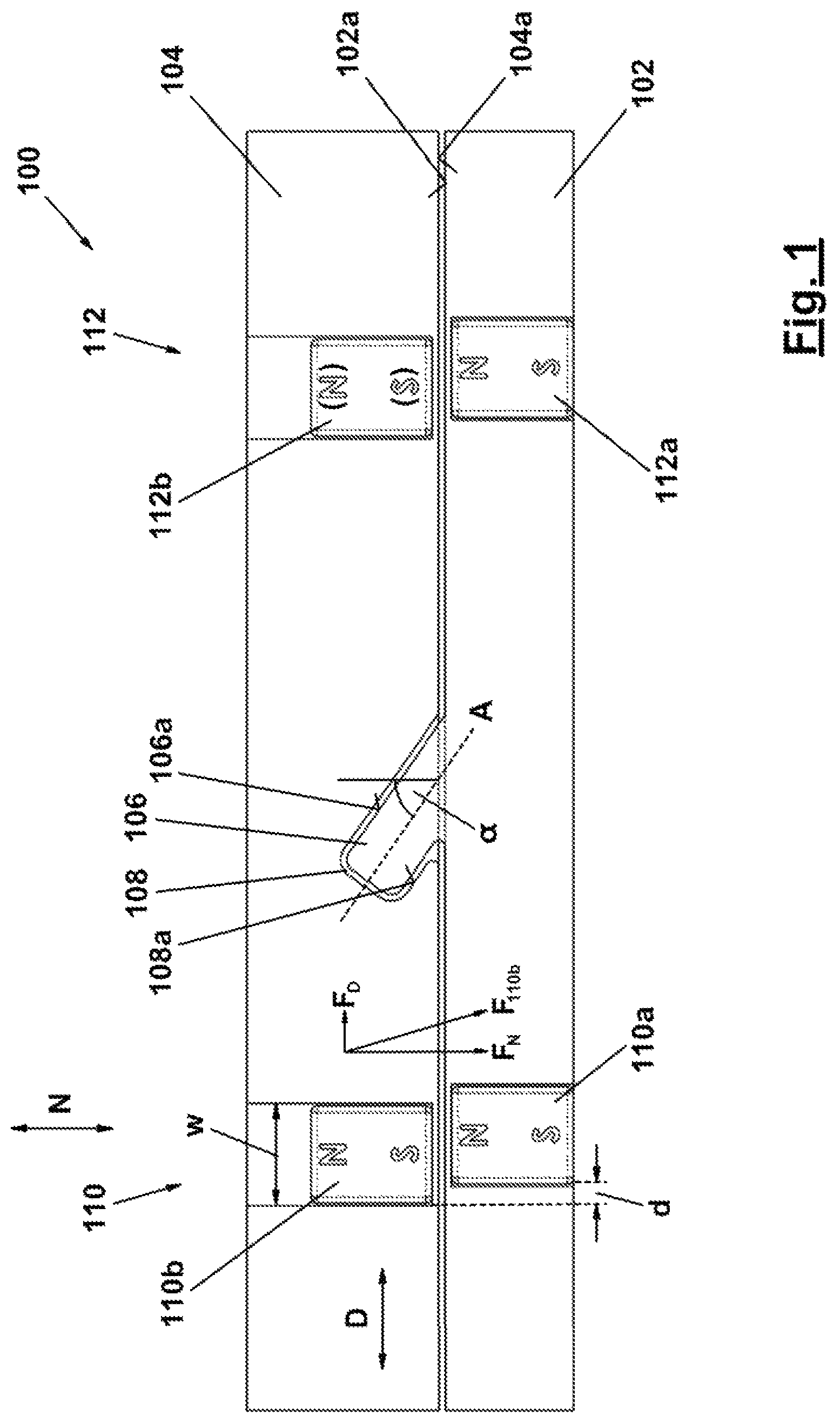 Patent US12102163 — Magnetic fastening device — Figure 1