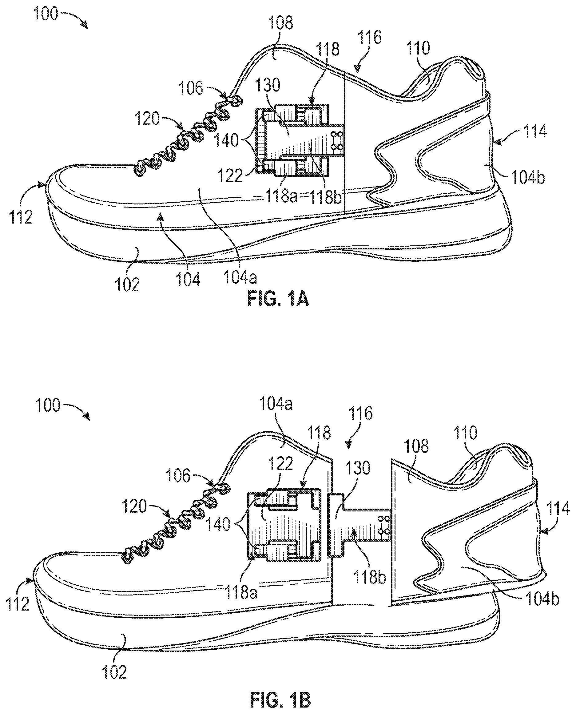 Patent US12102180 — Closure mechanisms for articles of footwear and apparel — Figure 1