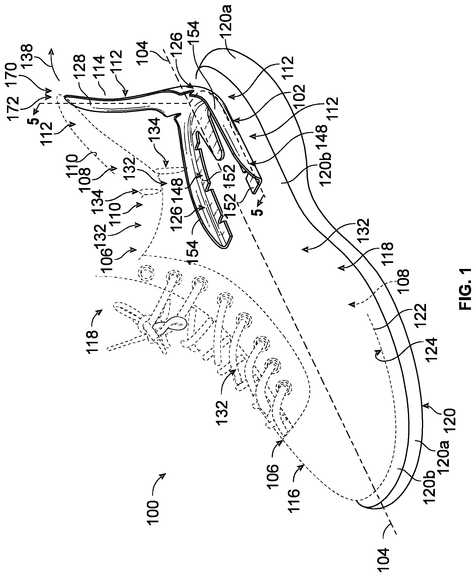 Patent US12102184 Figure 1 – Footwear heel insert