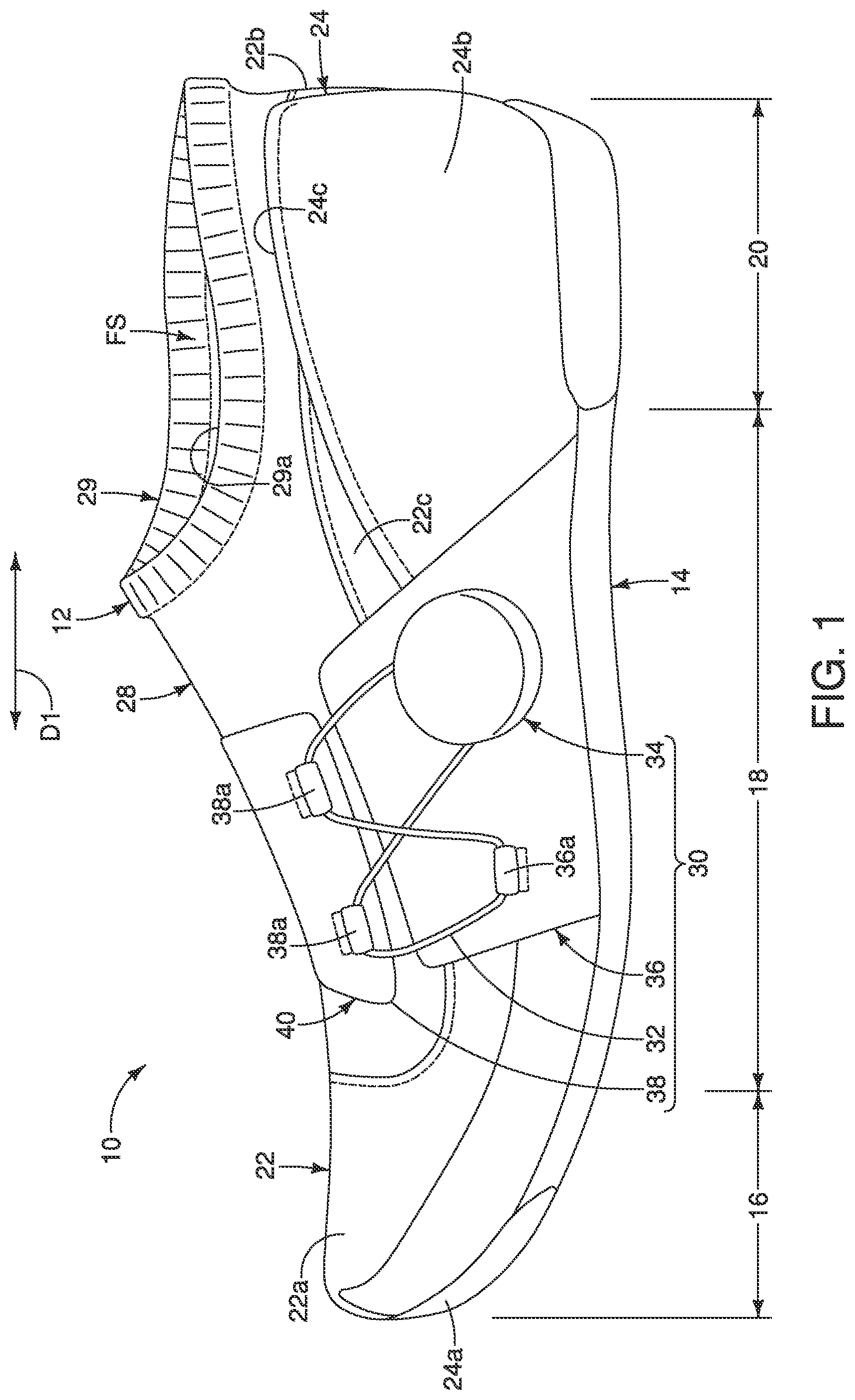Patent US12102189 — Upper for shoe — Figure 1
