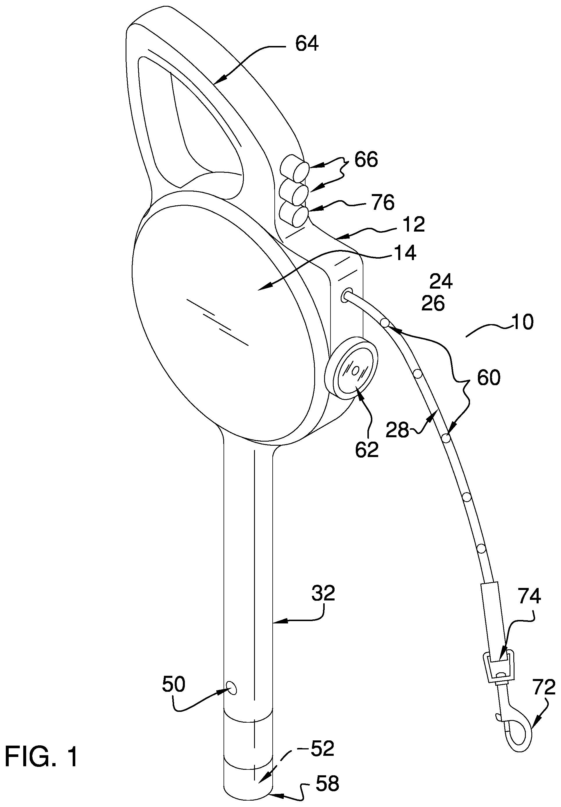 Patent US12102197 — Animal tethering, assistive cane, and personal defense combination device — Figure 1