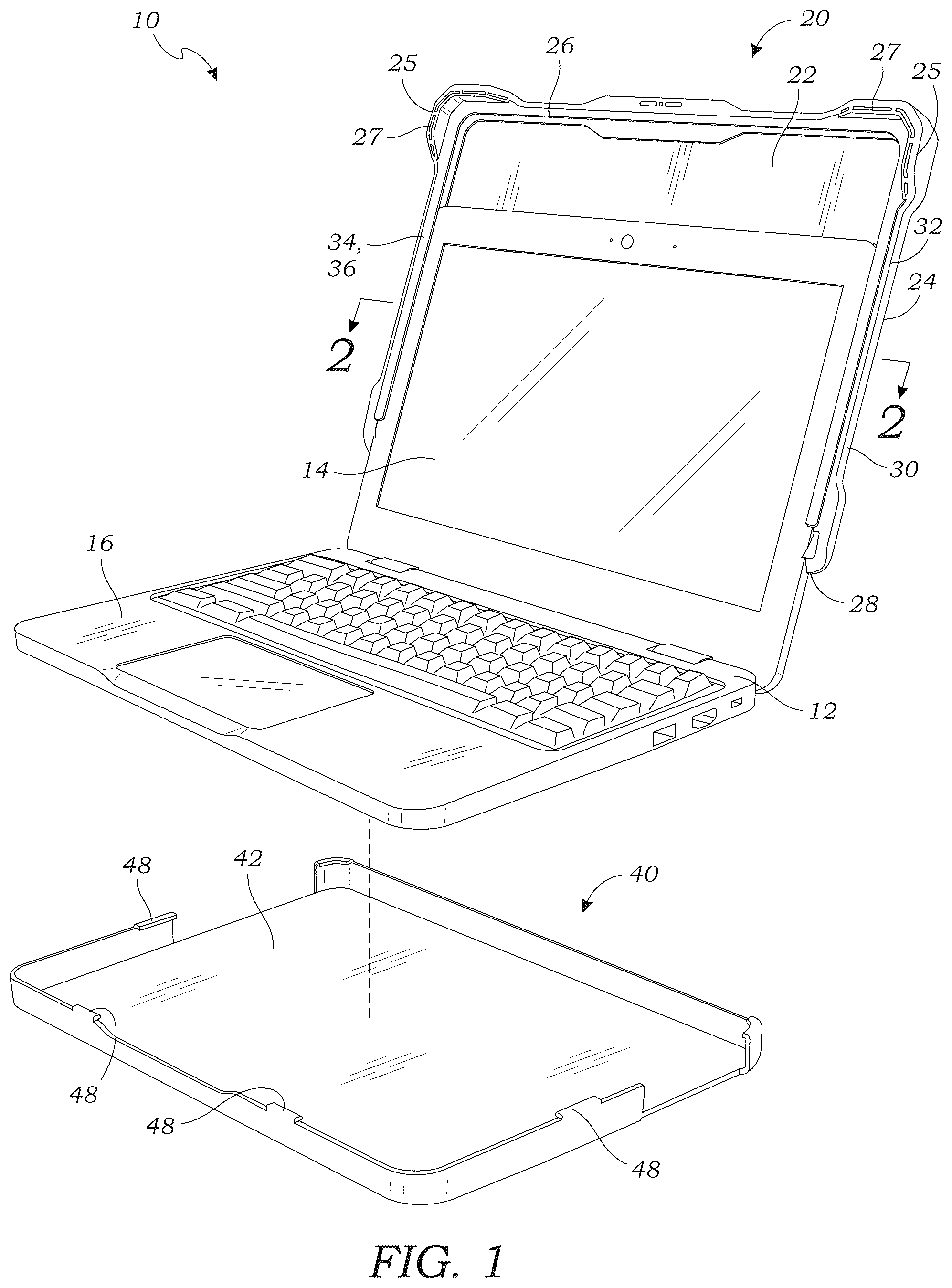 Patent US12102199 — Protective cover for a laptop computer — Figure 1