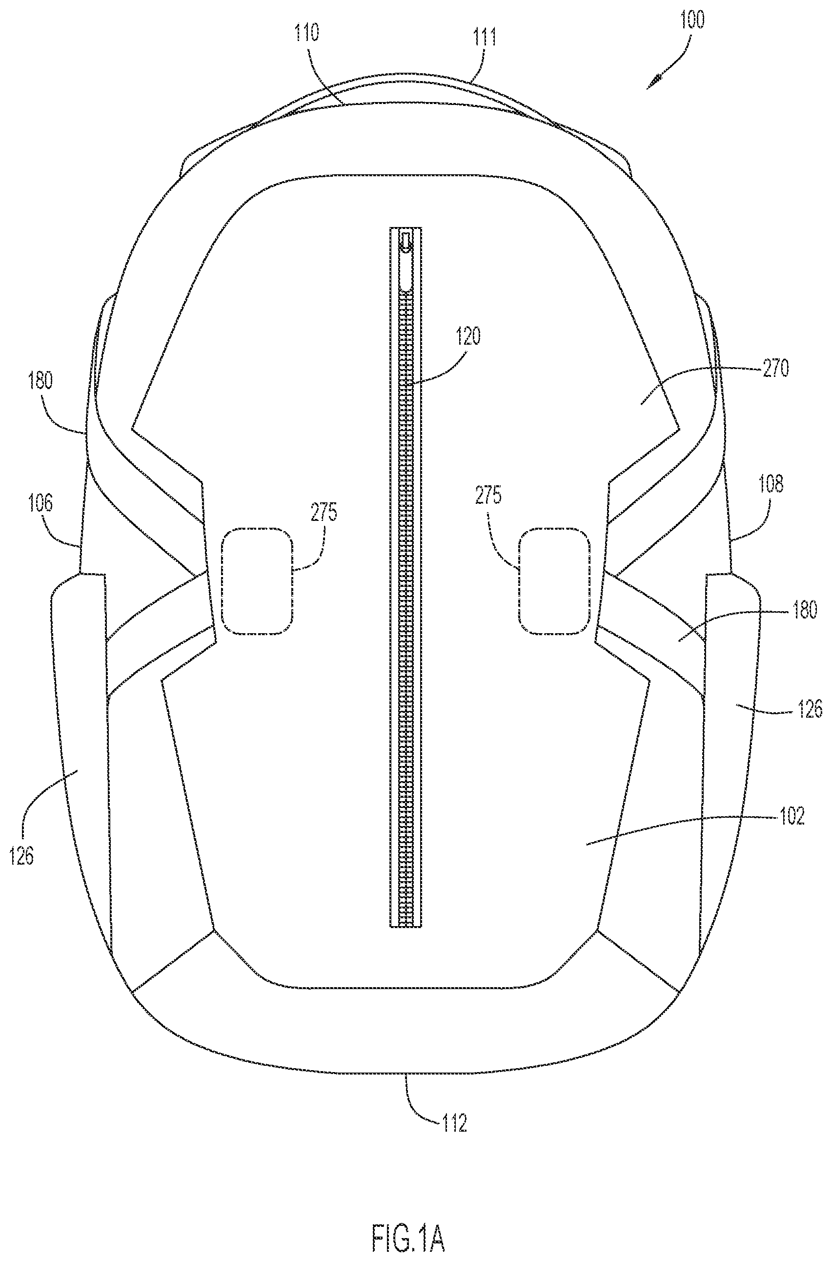 Patent US12102214 Figure 1 – Backpack with leveling structure