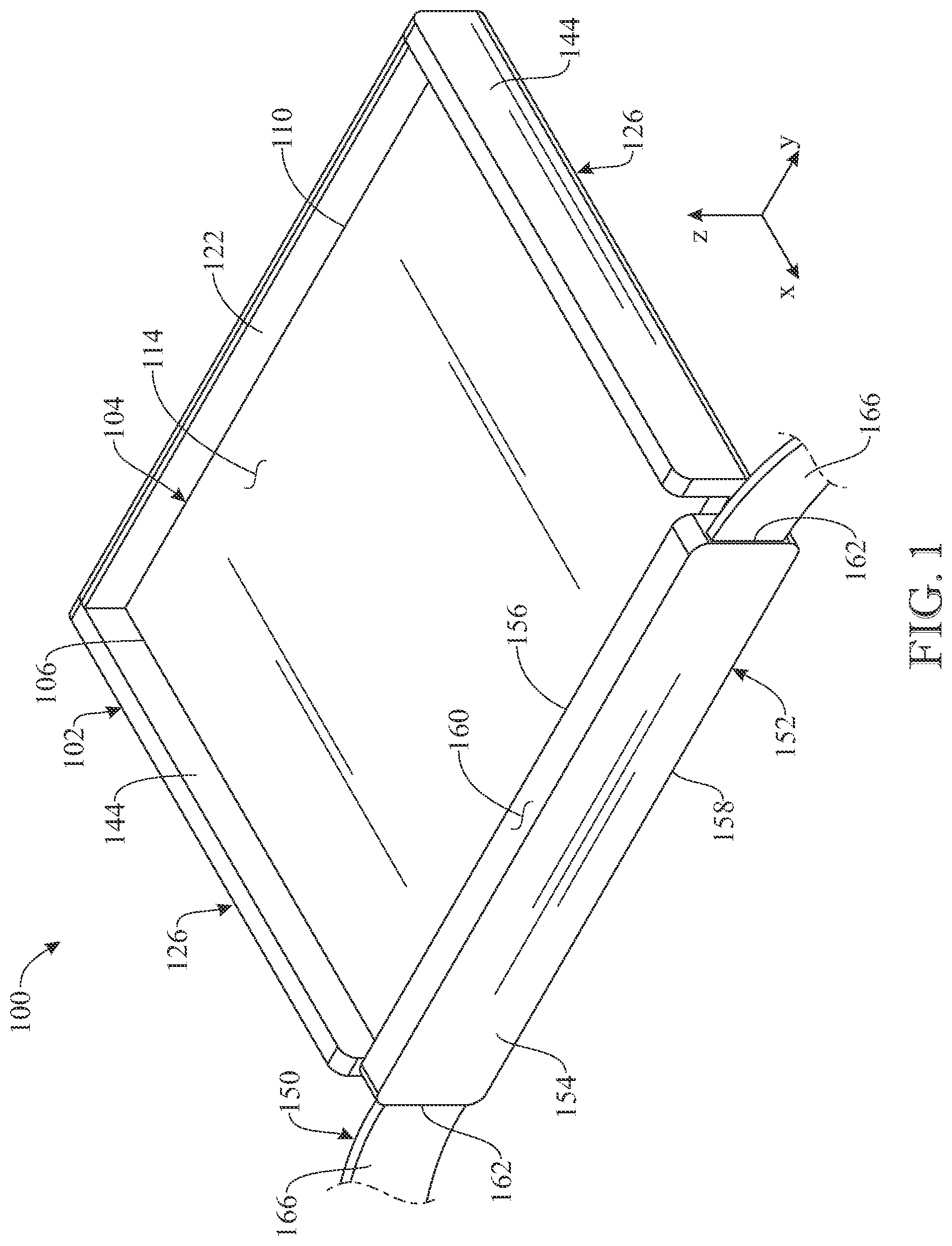 Patent US12102218 — Wearable support assembly for carrying an electronic device or other item in a functional position — Figure 1