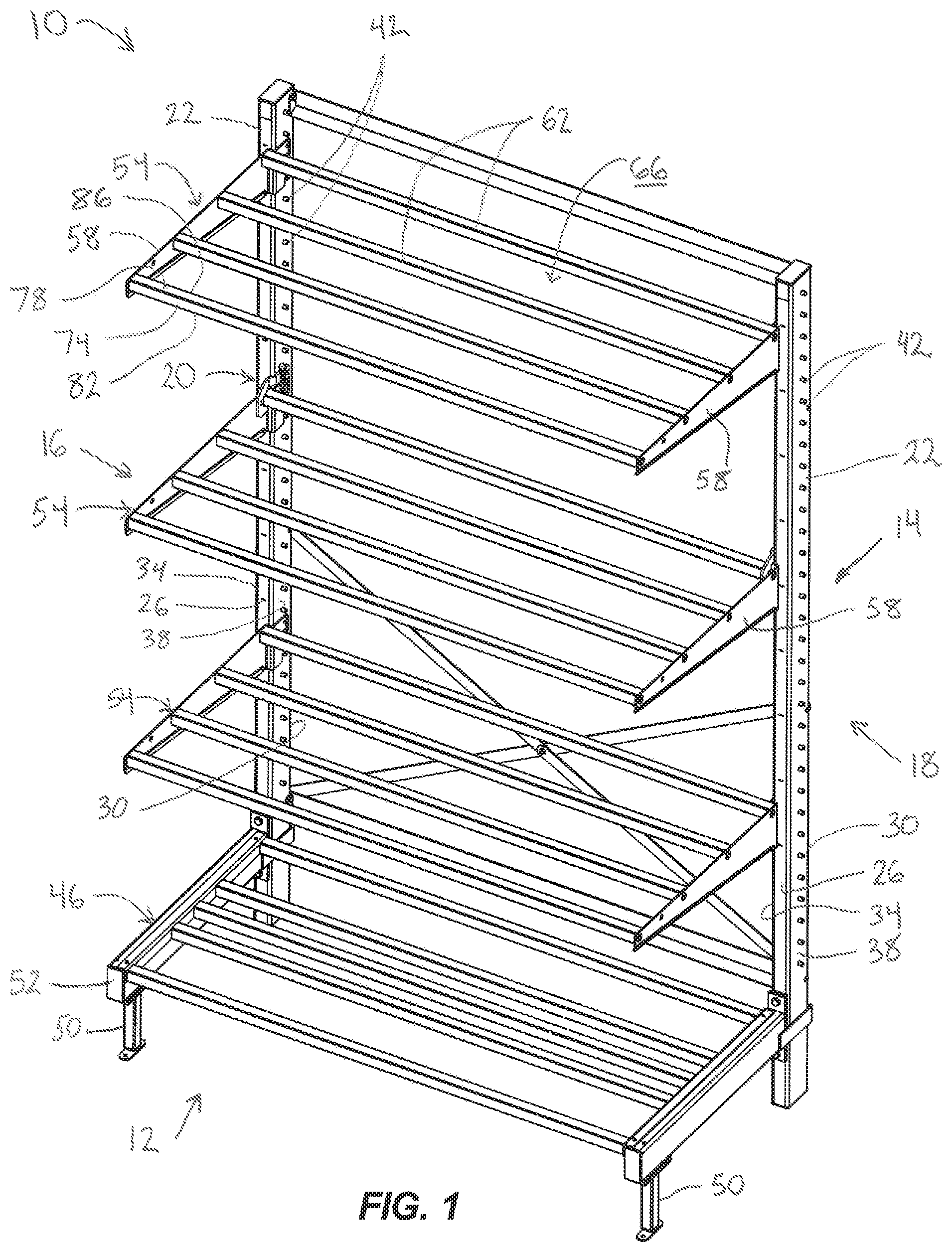 Patent US12102225 Figure 1 – Shelving support bracket assembly