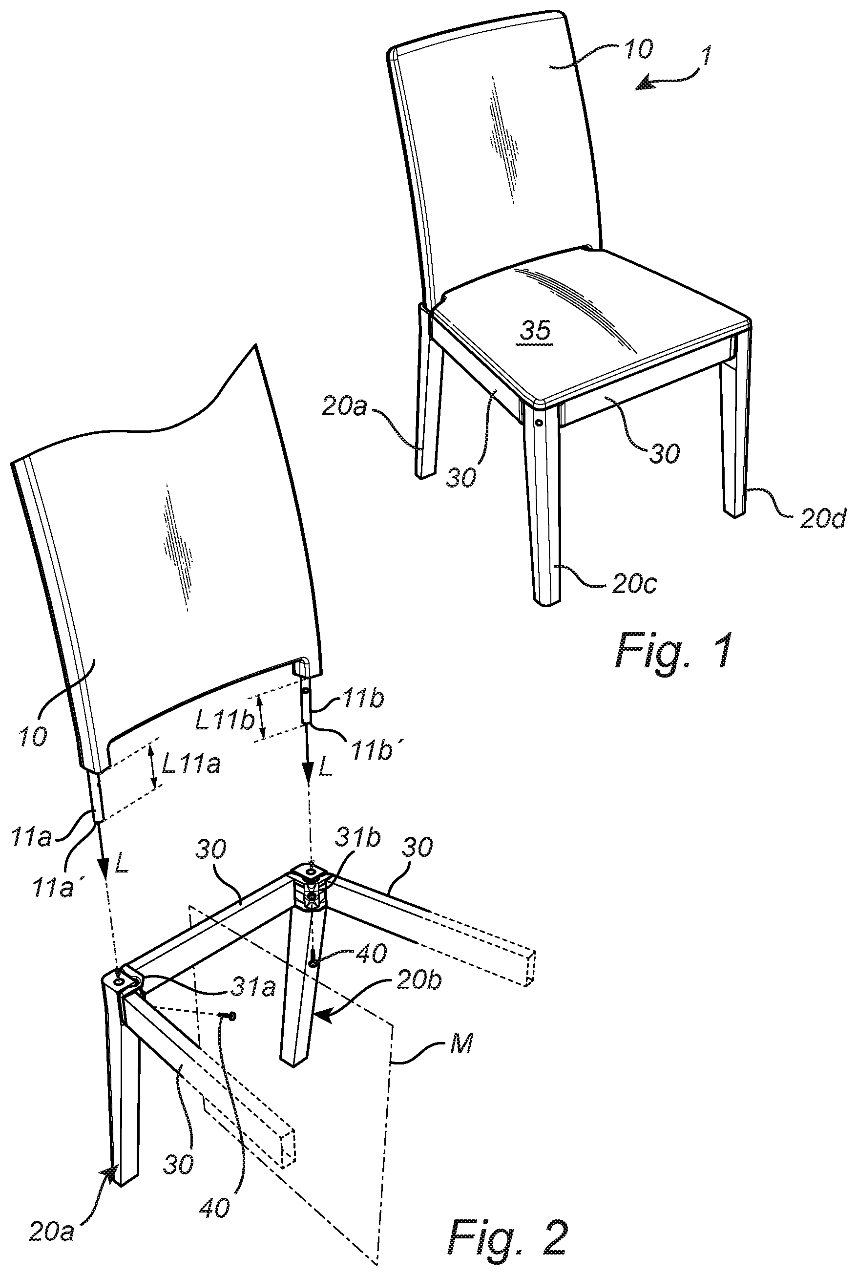Patent US12102238 — Chair and a kit of parts configured to be assembled into a chair — Figure 1