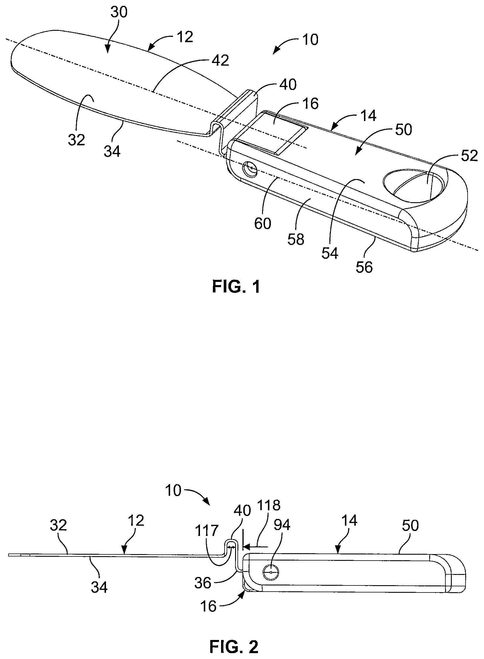 Patent US12102243 — Utensil for mounting on a container and folding for minimizing storage space of the container and utensil combination — Figure 1