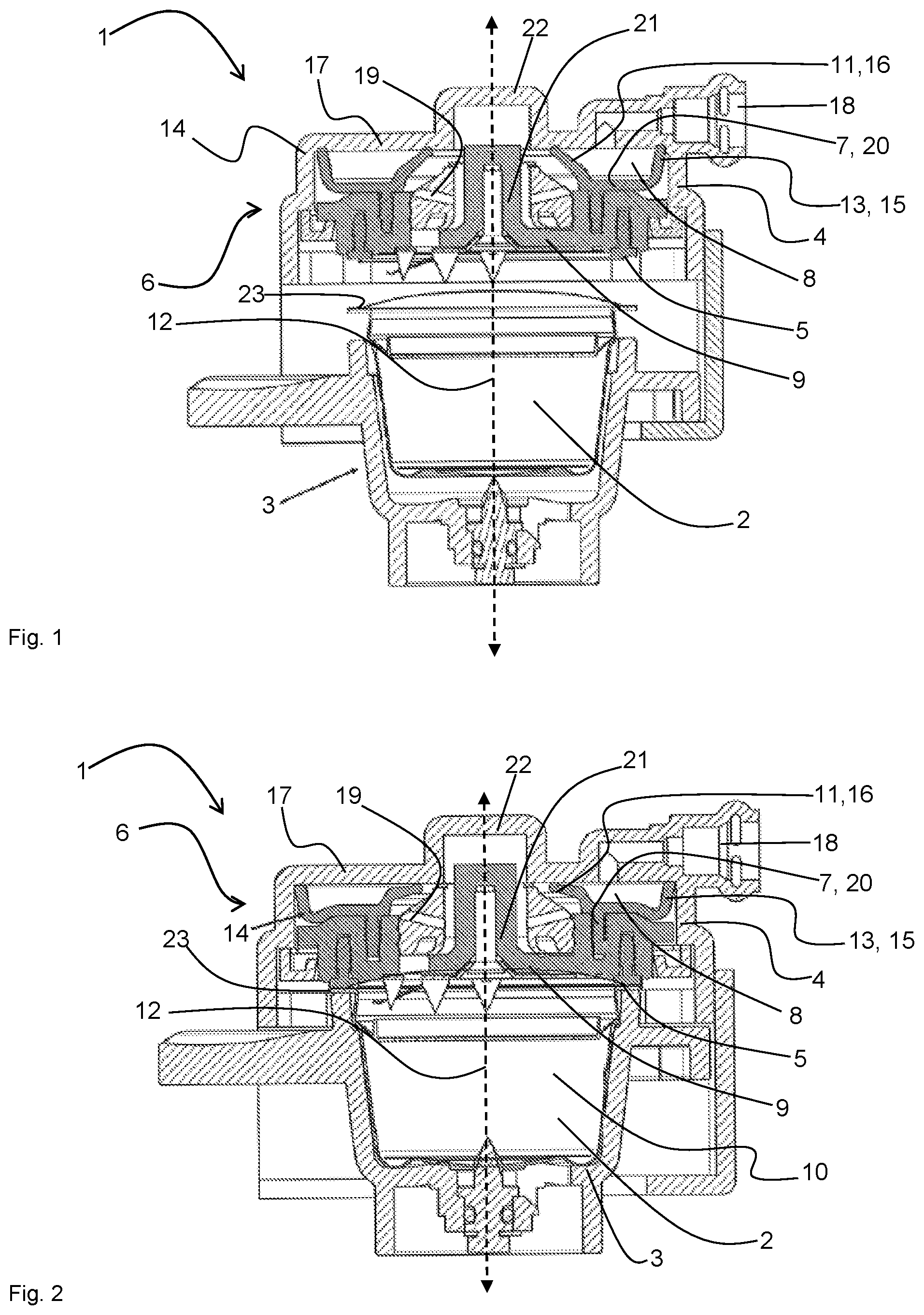Patent US12102255 — Brewing apparatus and method for operating a brewing apparatus — Figure 1