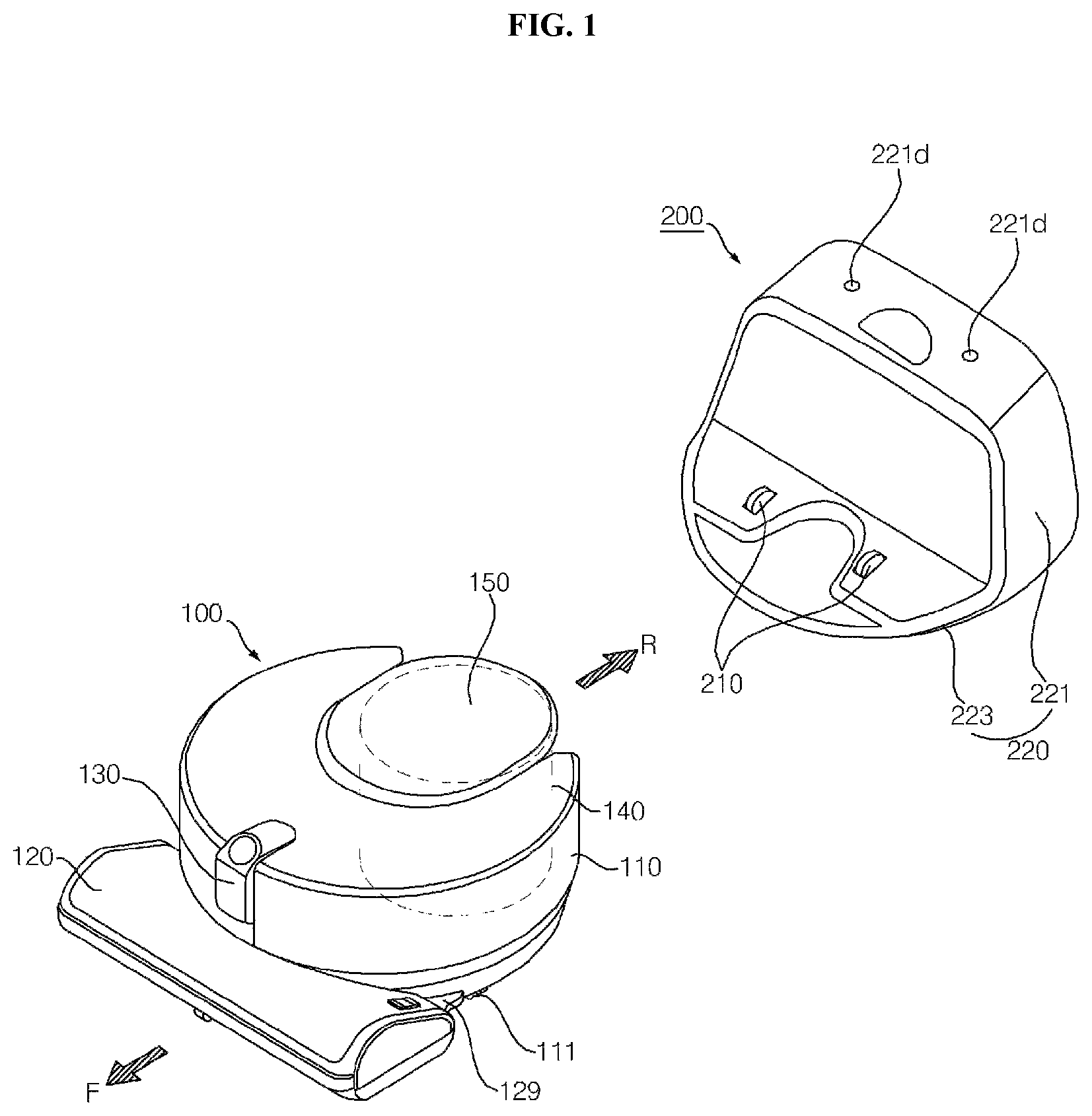 Patent US12102283 — Docking device and mobile robot system — Figure 1