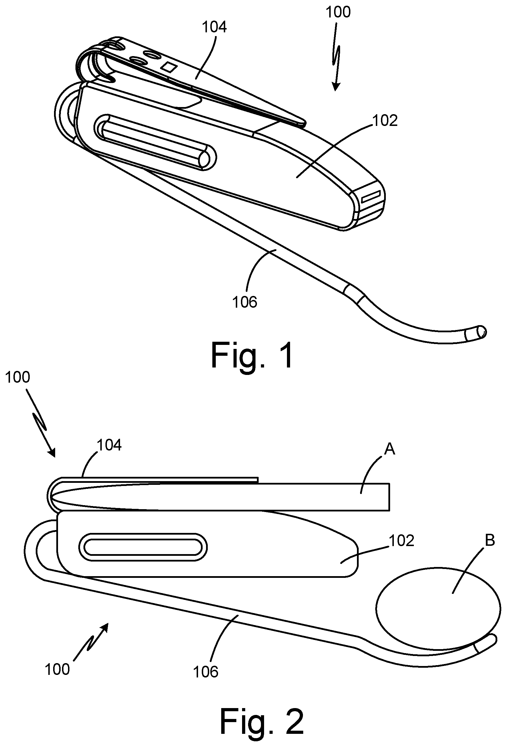 Patent US12102449 — Clip design for a subcutaneous device — Figure 1