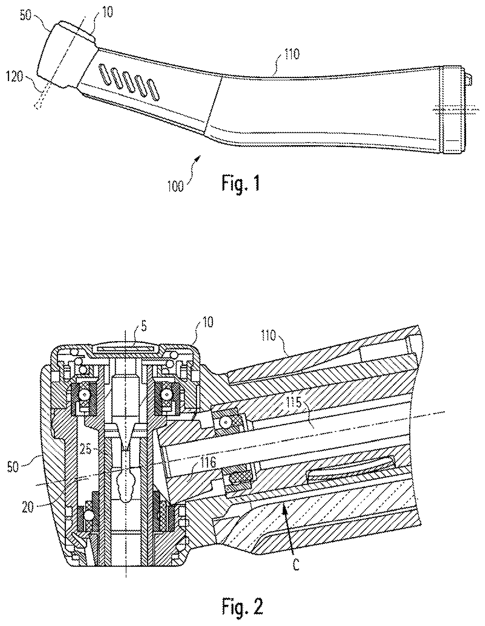 Patent US12102493 Figure 1 – Dental or surgical handpiece with an RFID transponder