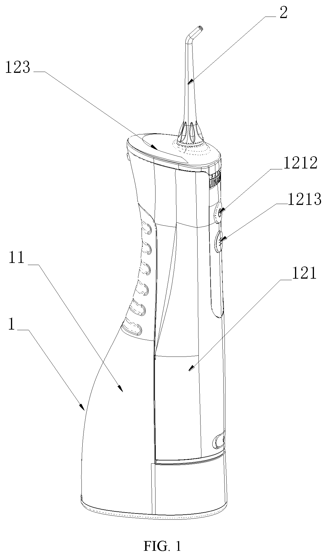 Patent US12102497 — Dental irrigator with stepless speed regulation — Figure 1