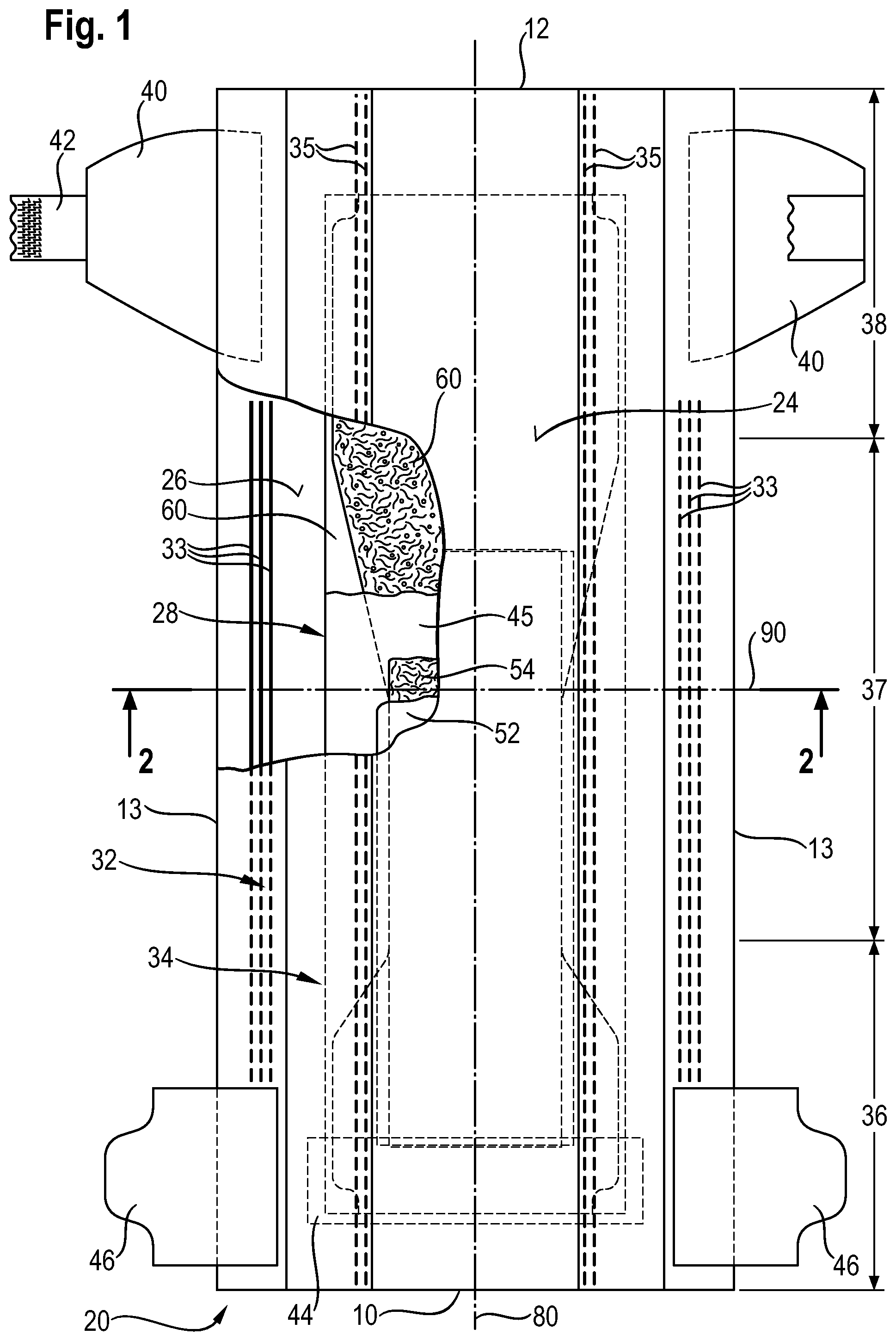 Patent US12102517 — Absorbent article comprising a lower acquisition and distribution system — Figure 1