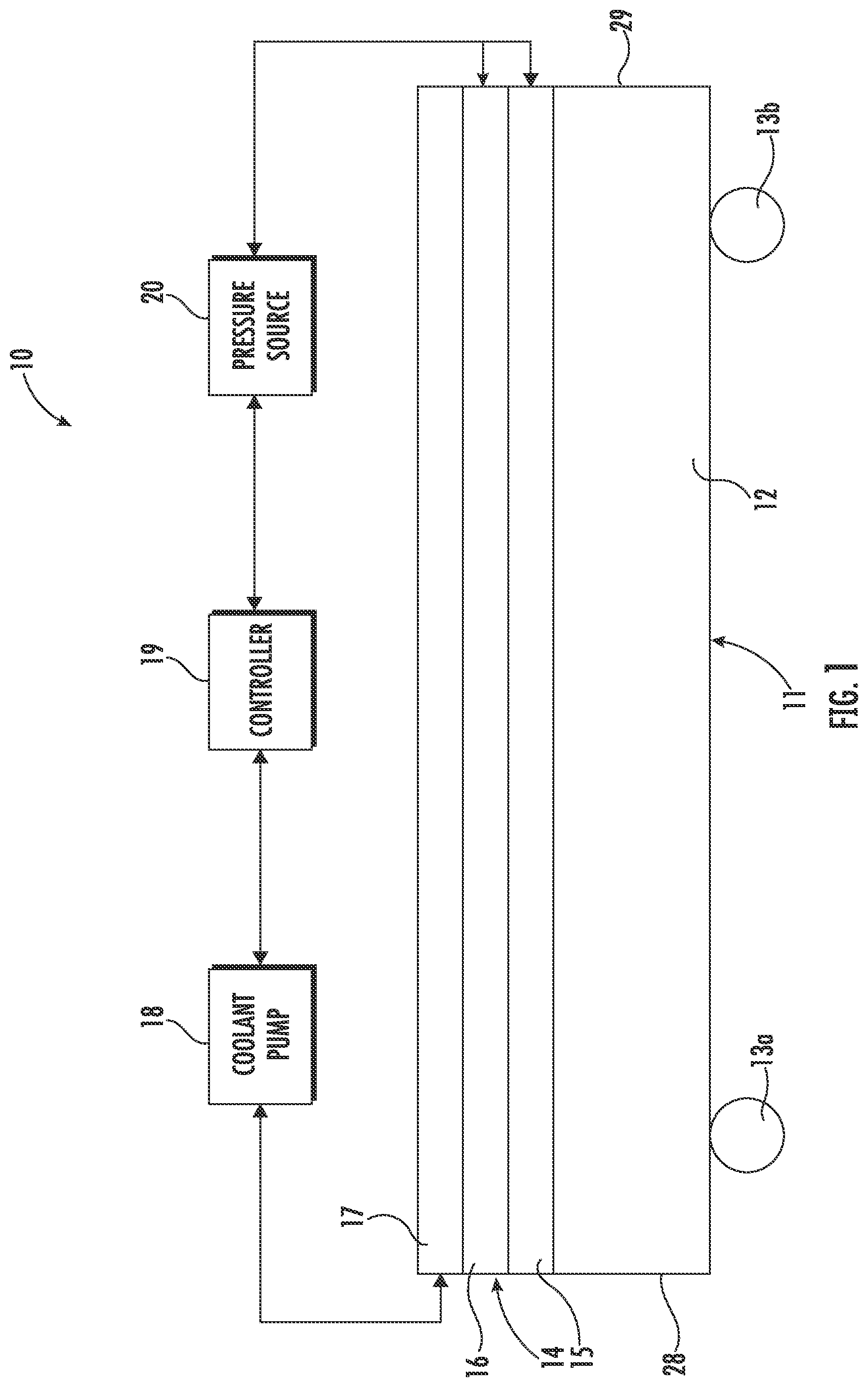 Patent US12102580 Figure 1 – Hospital bed with inflatable bladders with random inflation and related methods