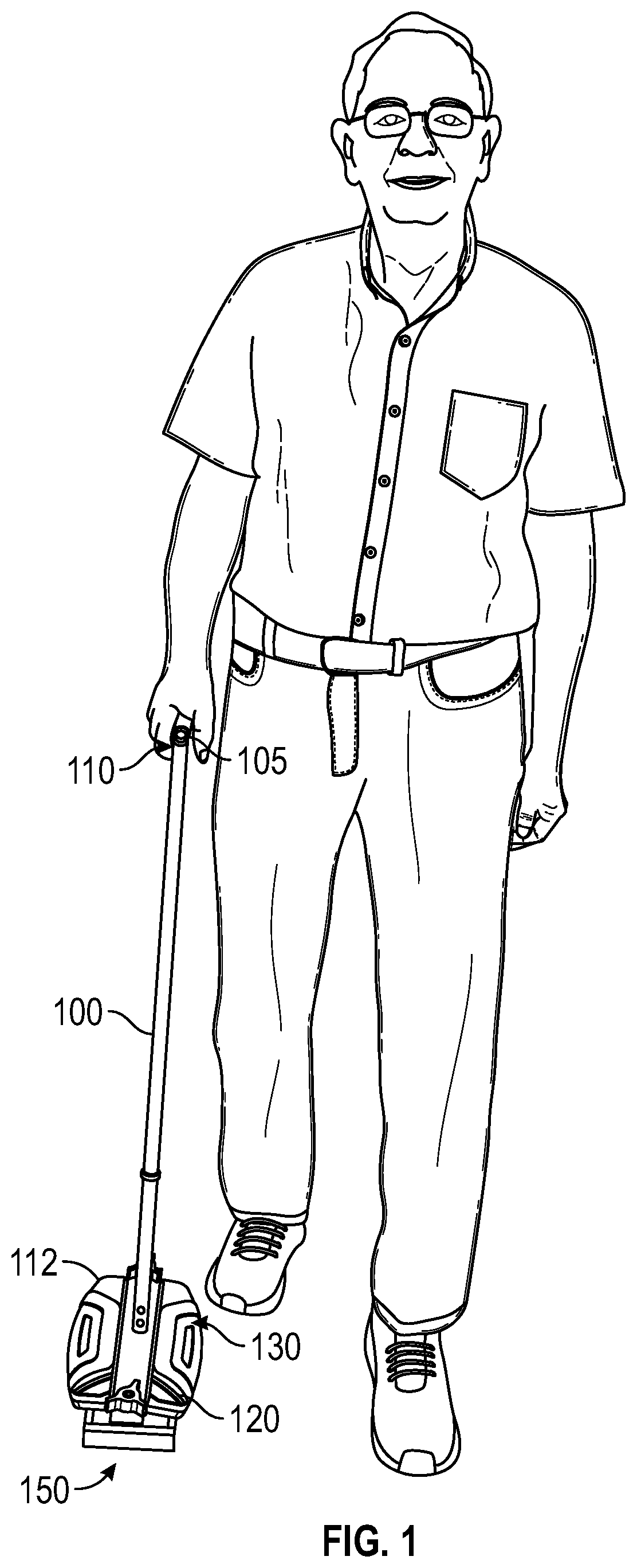 Patent US12102588 — Powered walking assistance device with cane portion used as joystick controller — Figure 1