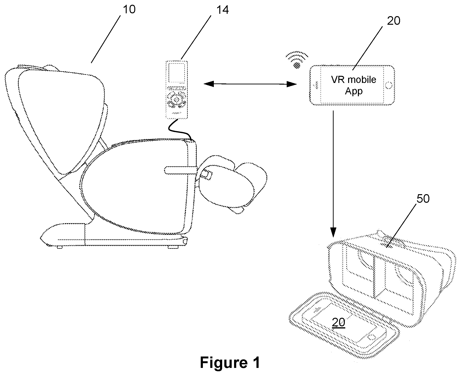 Patent US12102591 — System and method for controlling a massage apparatus — Figure 1