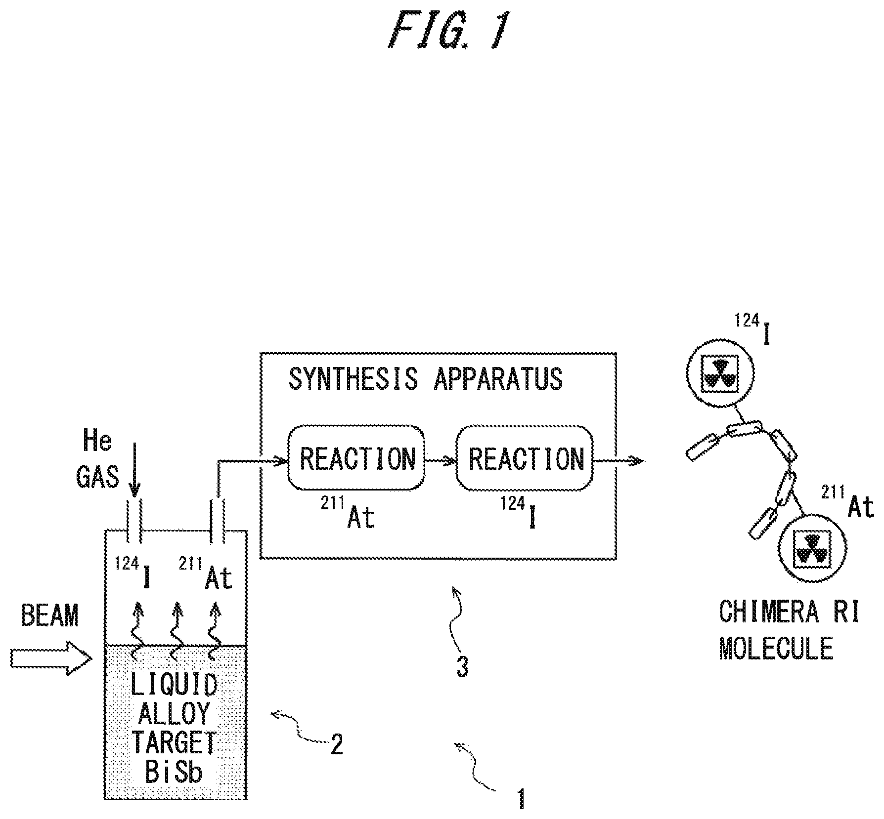 Patent US12102694 — Radiolabeled compound producing method and producing apparatus, radiolabeled compound and radioisotope producing apparatus — Figure 1