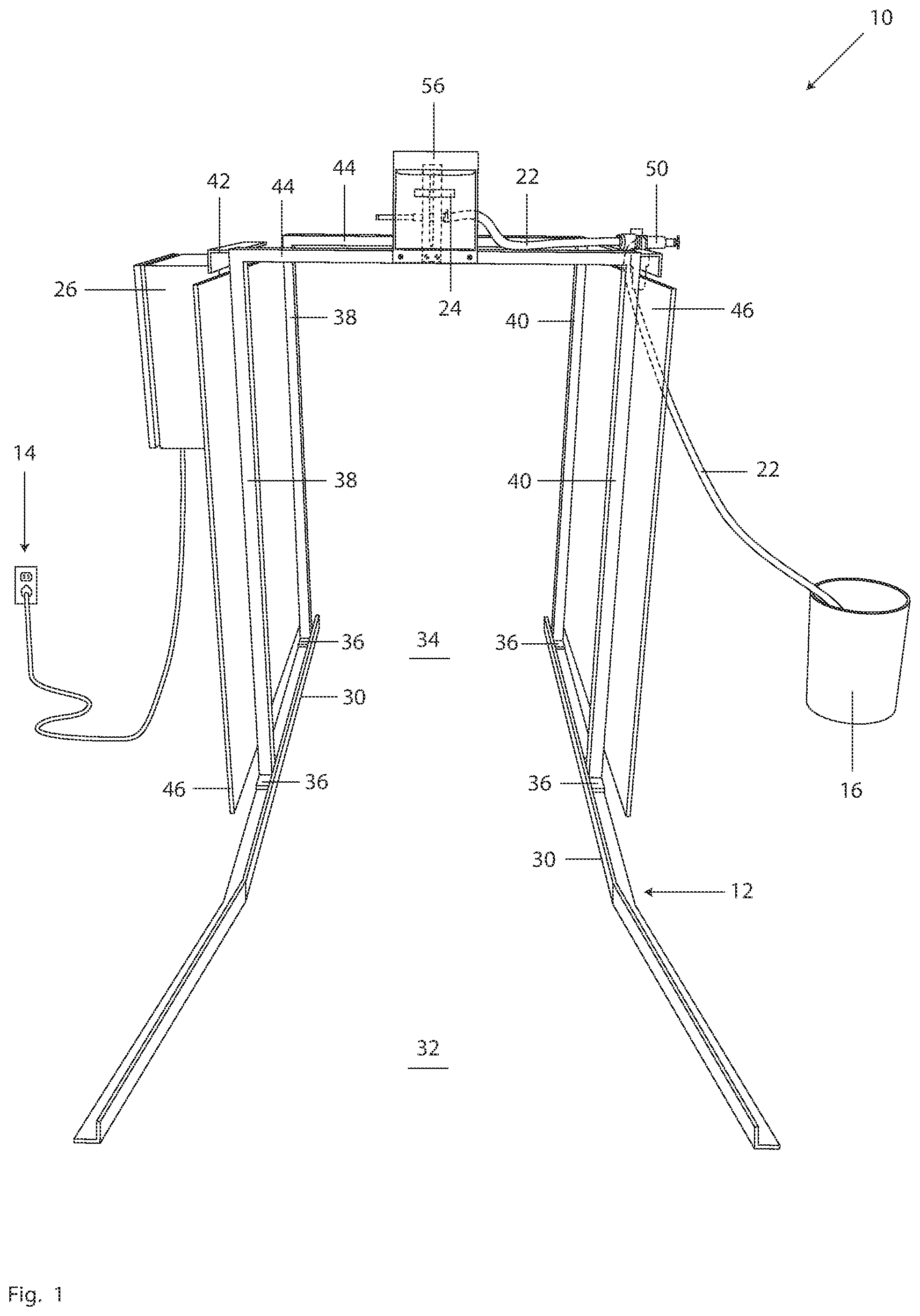 Patent US12102726 — Disinfecting assembly and method of using the same — Figure 1