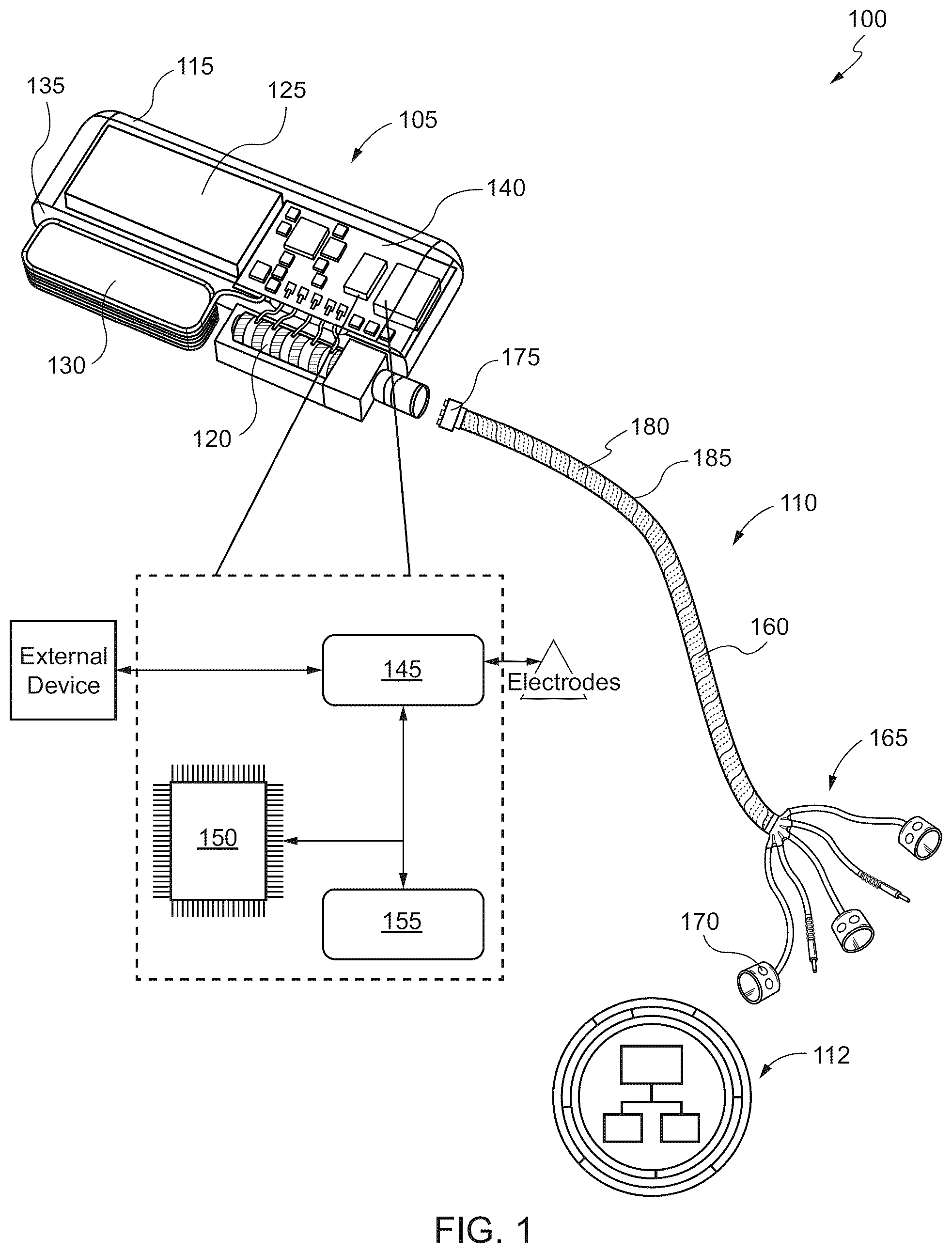 Patent US12102834 — Wireless power receiver coil for neuromodulation device — Figure 1