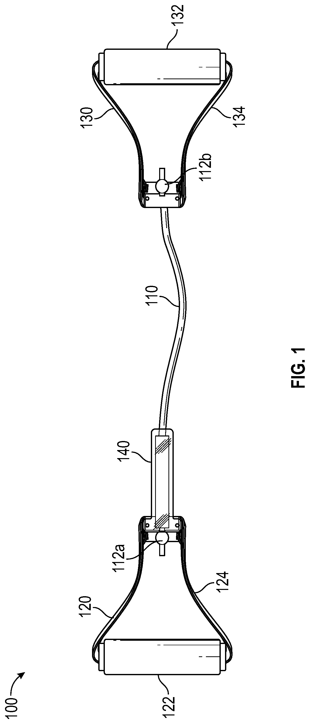 Patent US12102862 Figure 1 – Remote-sensing, bluetooth-enabled resistance exercise band