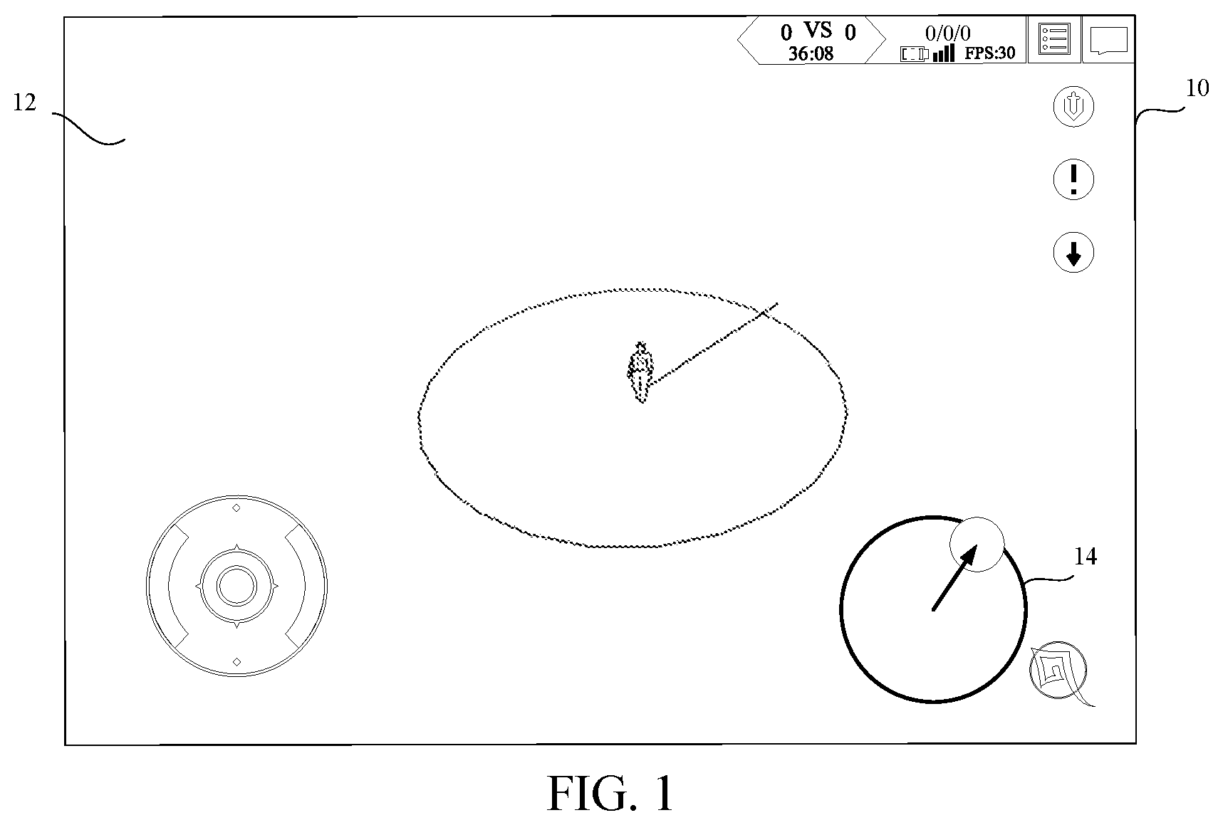 Patent US12102916 — Ability aiming method and apparatus in three-dimensional virtual environment, device, and storage medium — Figure 1