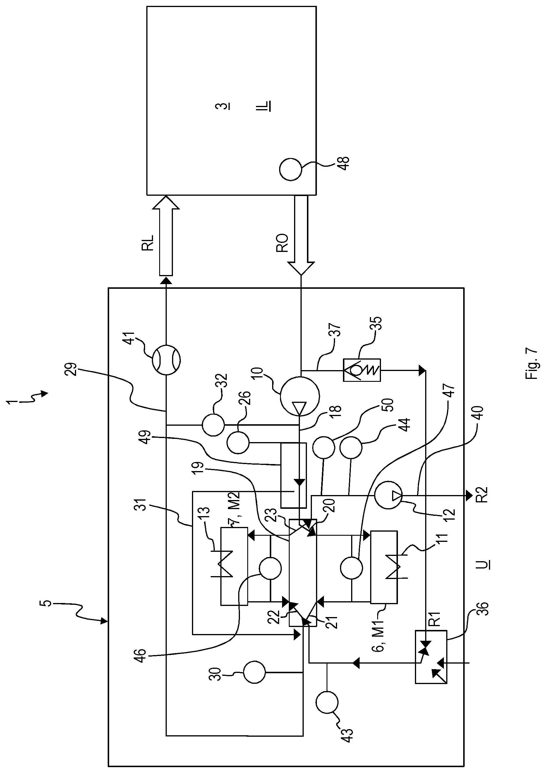Patent US12102957 Figure 7 – Device for the combined reduction of the carbon dioxide and water or moisture content, motor vehicle, and method