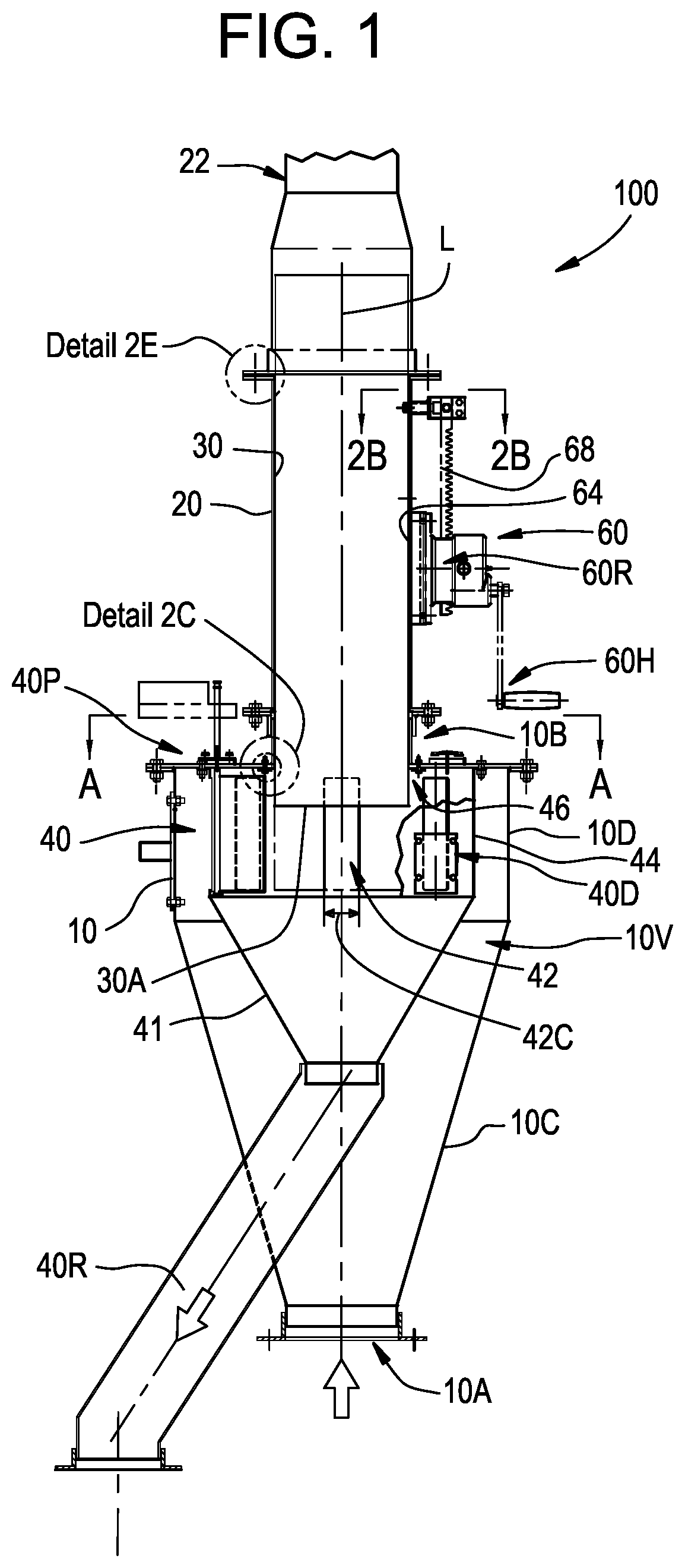 Patent US12103046 — Adjustable static classifier — Figure 1