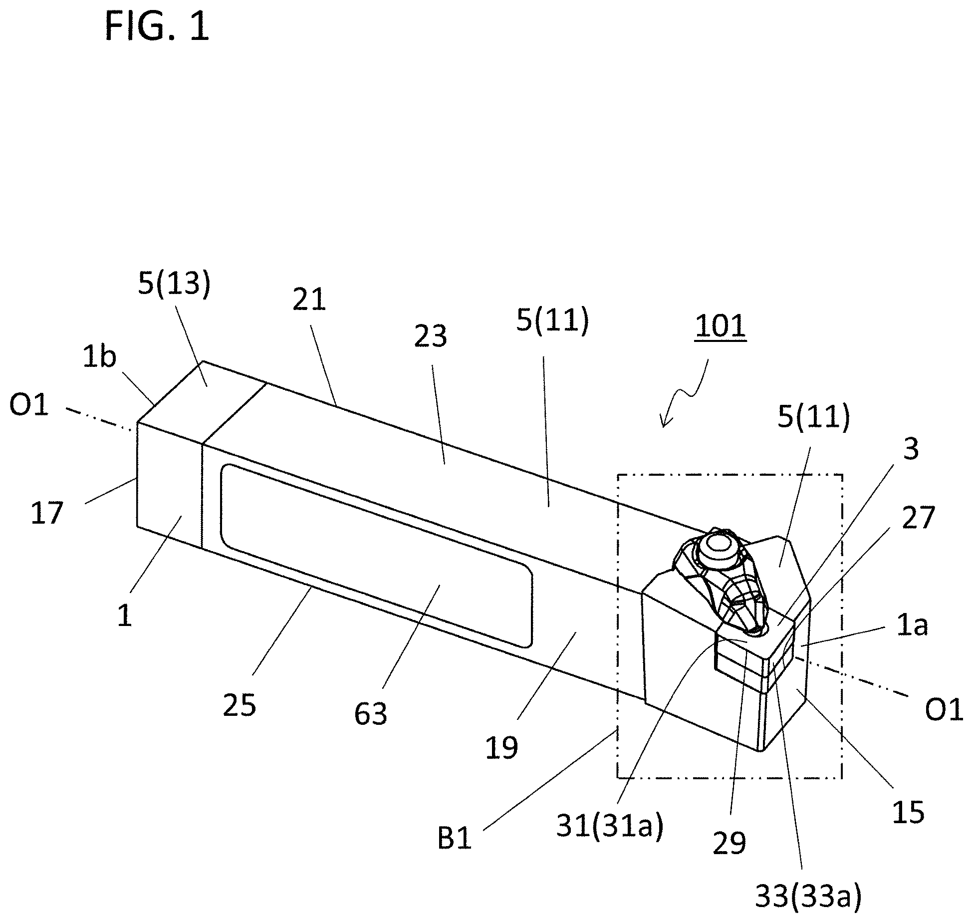 Patent US12103088 — Holder, cutting tool, method for manufacturing machined product, and method for collecting data — Figure 1