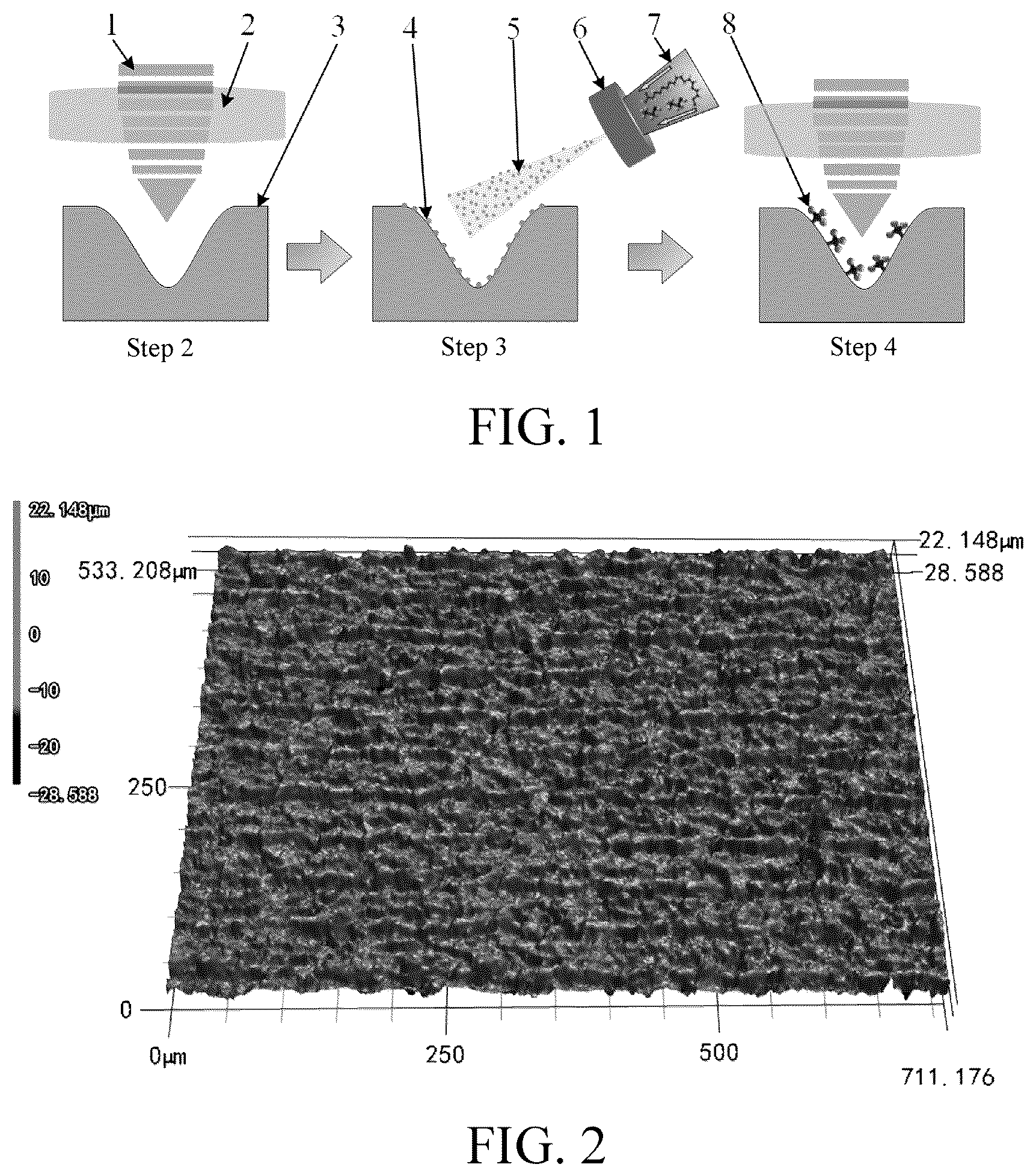 Patent US12103109 — Nanosecond laser ablation and chemical thermal decomposition combined method for preparing super-hydrophobic micro-nano structure on stainless steel surfaces — Figure 1