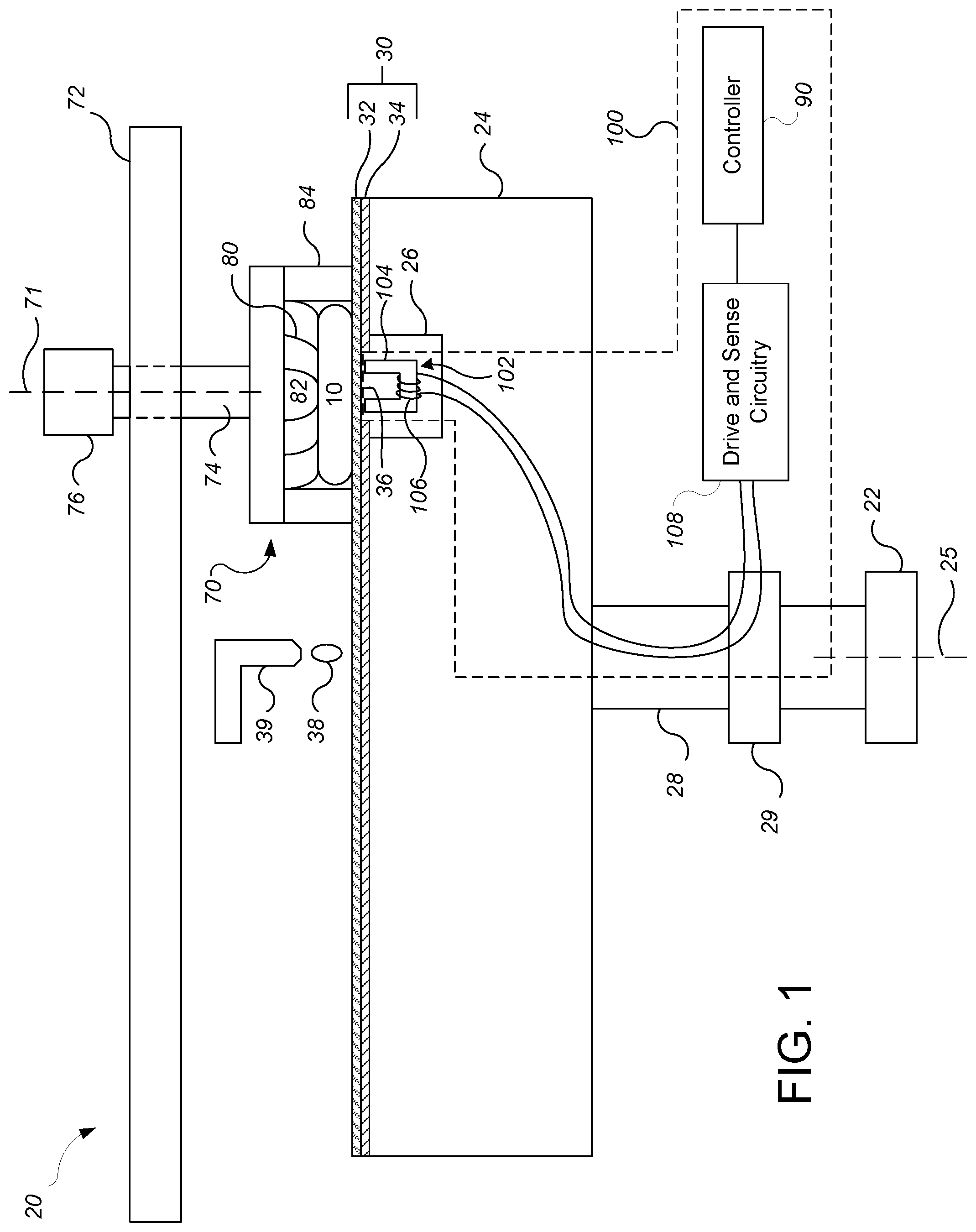Patent US12103135 — Core configuration for in-situ electromagnetic induction monitoring system — Figure 1