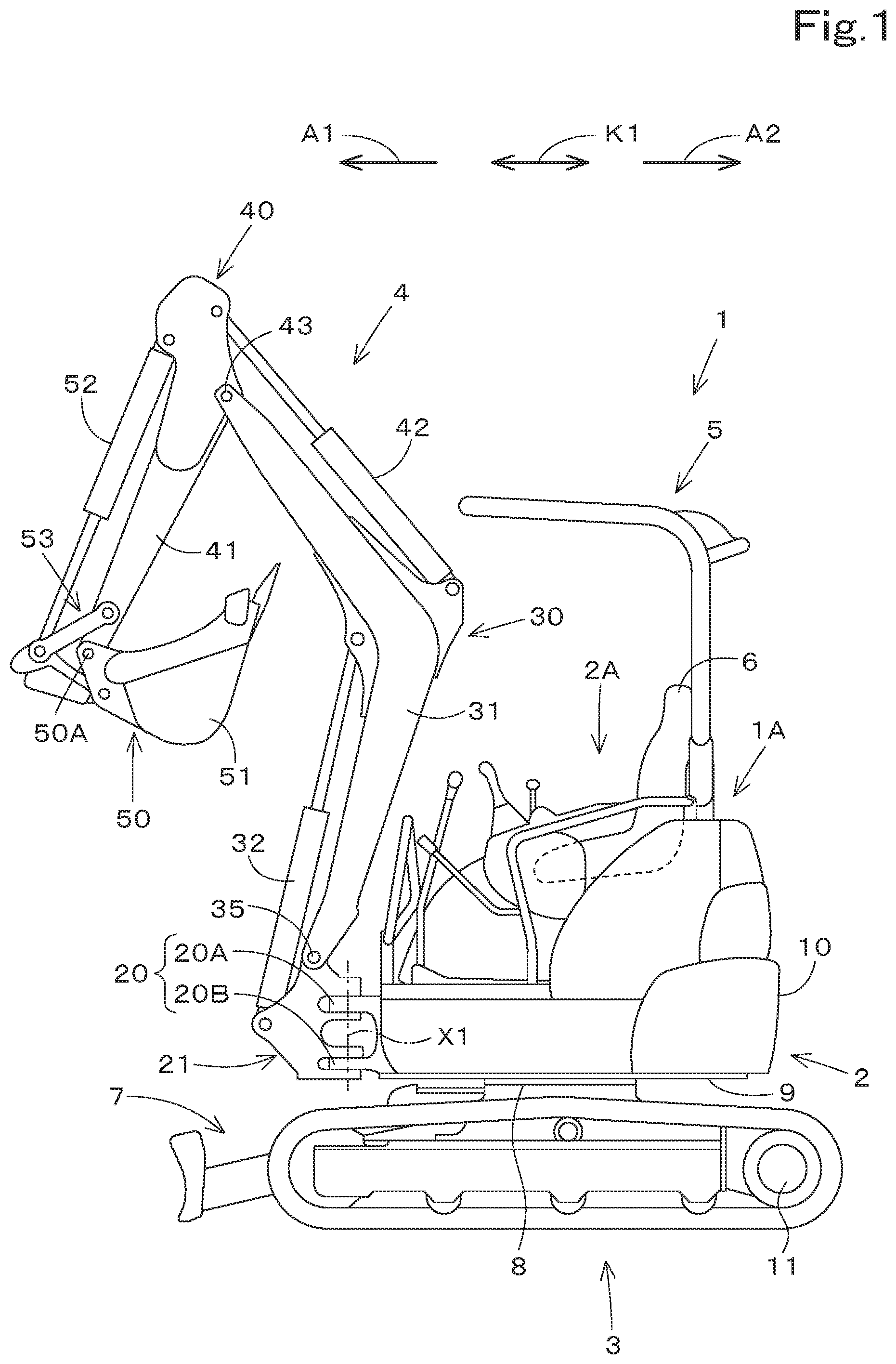 Patent US12103168 — Routing-member guide structure and working machine — Figure 1