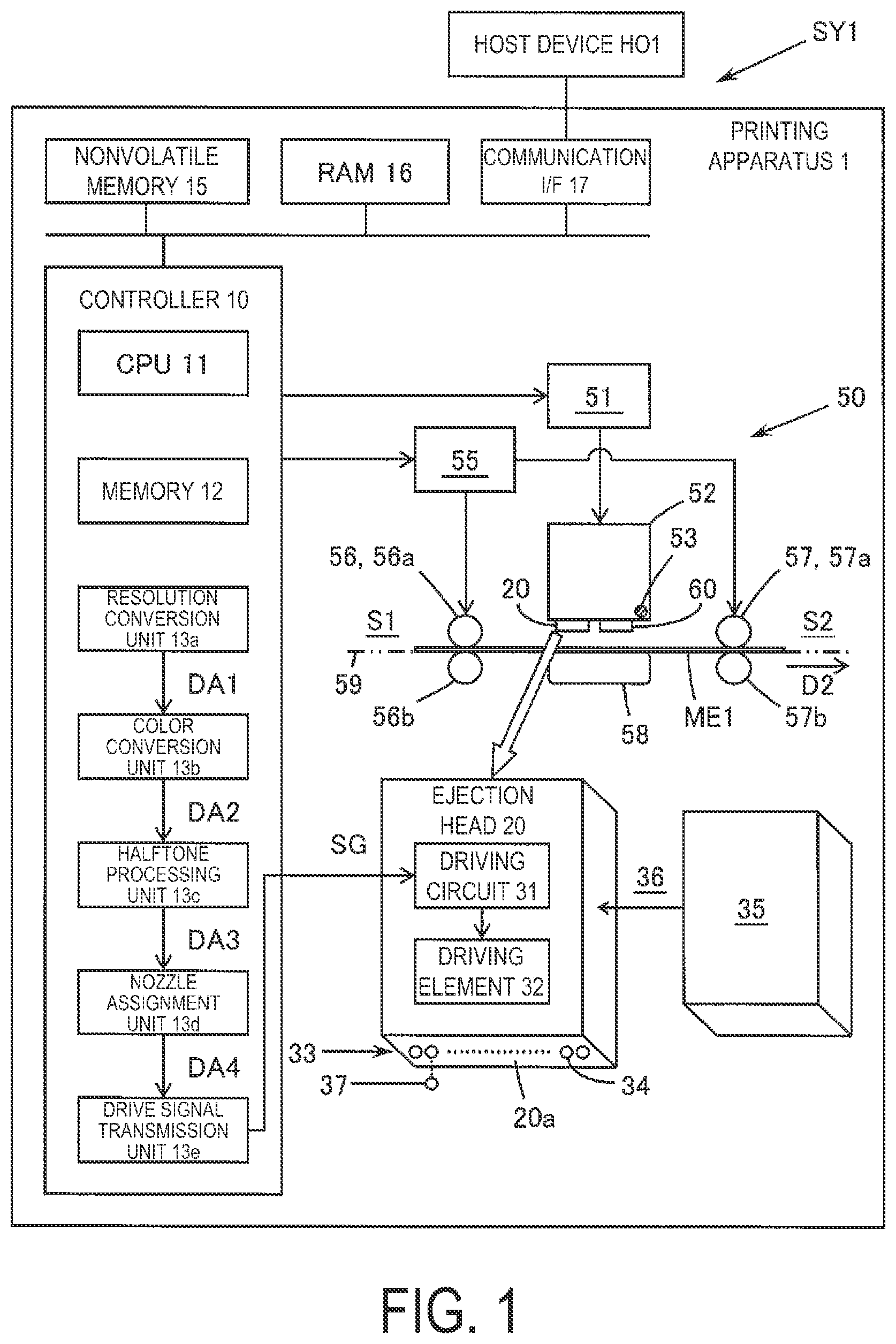 Patent US12103299 — Printing apparatus and printing method — Figure 1