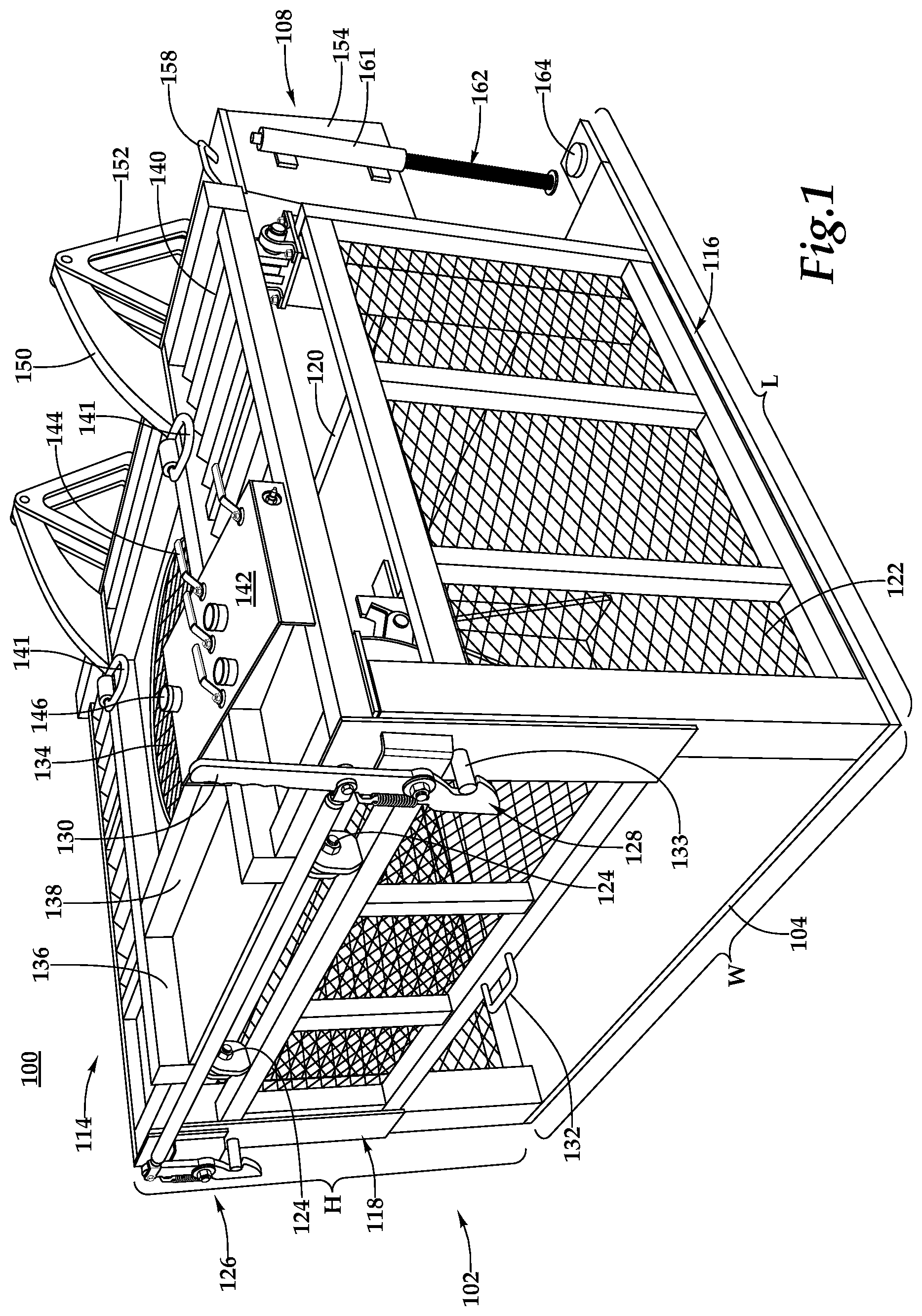 Patent US12103341 Figure 1 – Tire servicing cage