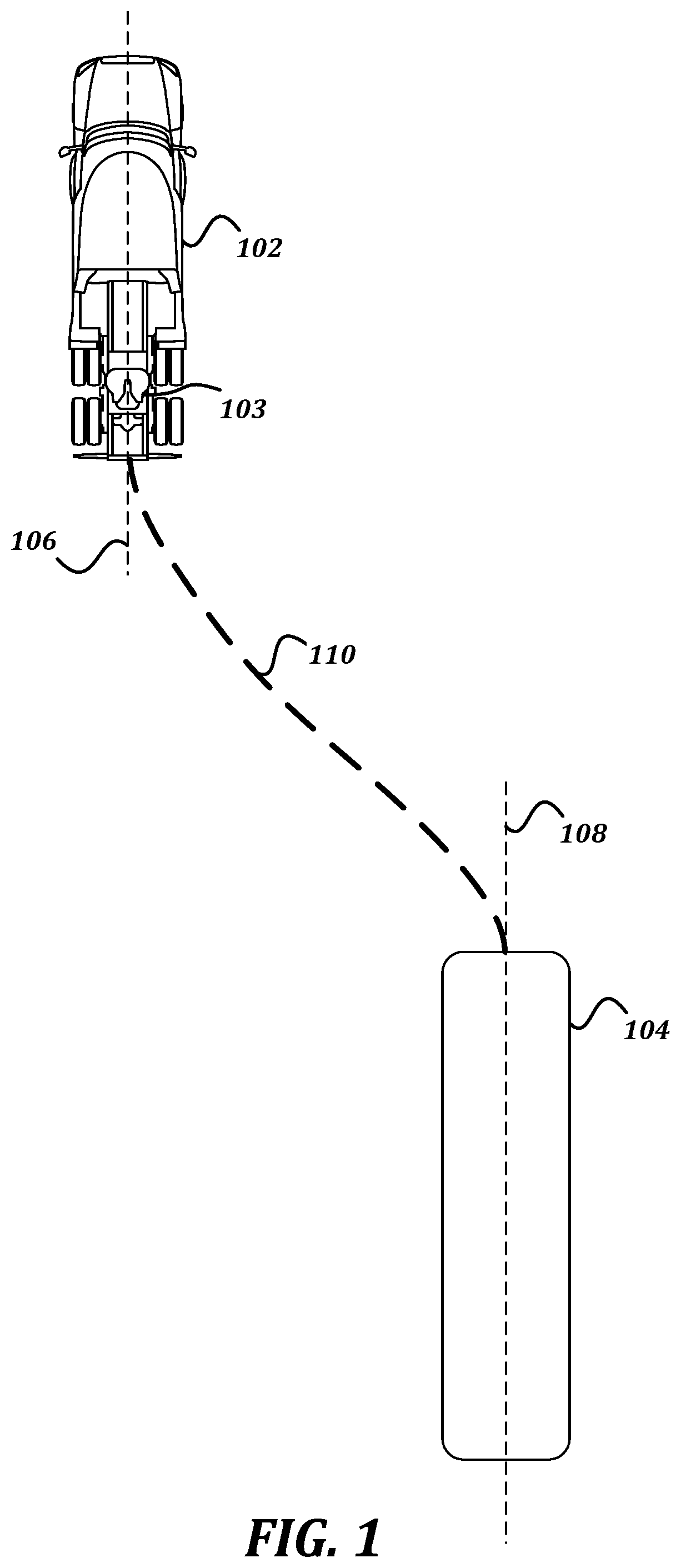 Patent US12103342 — Autonomous detection of and backing to trailer kingpin — Figure 1