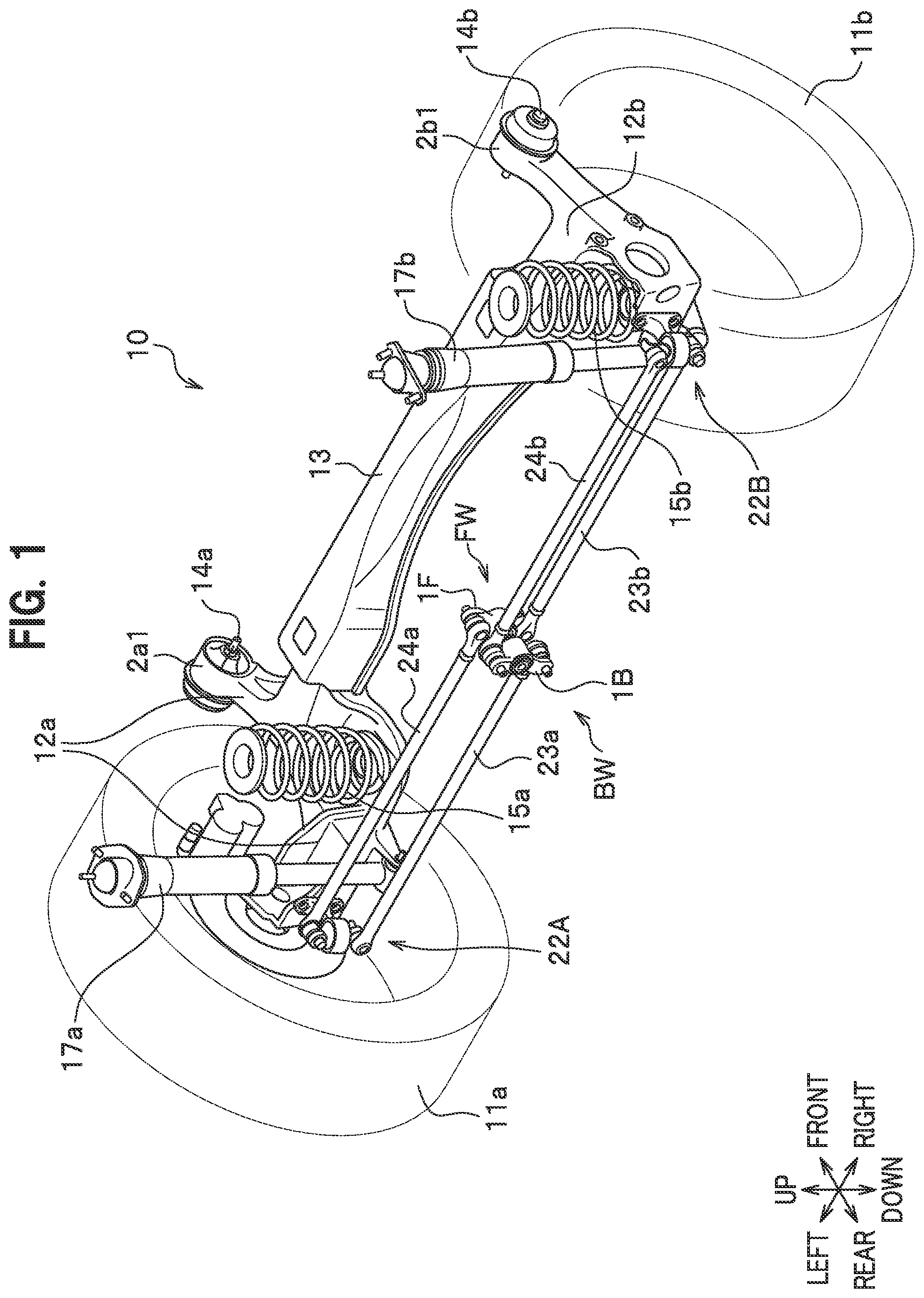 Patent US12103350 — Axle beam type suspension — Figure 1