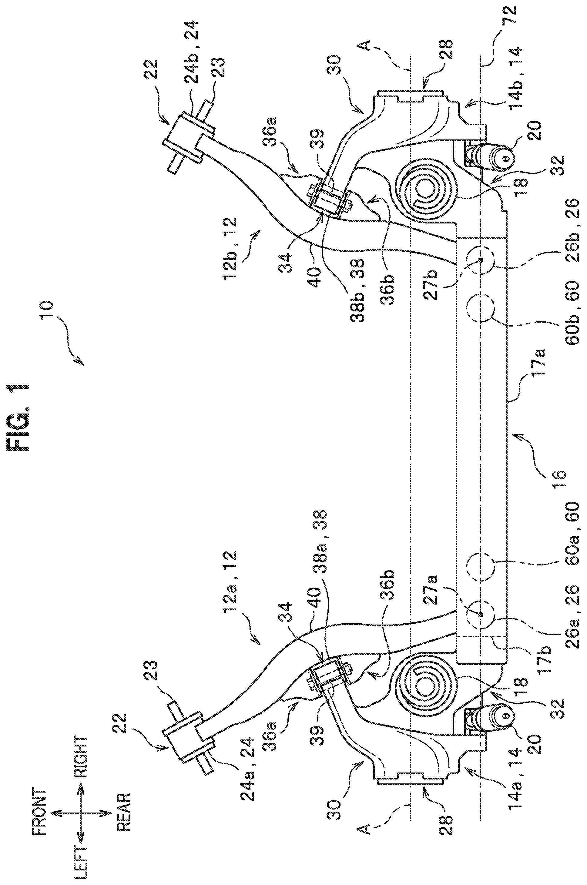 Patent US12103351 — Rear suspension structure — Figure 1