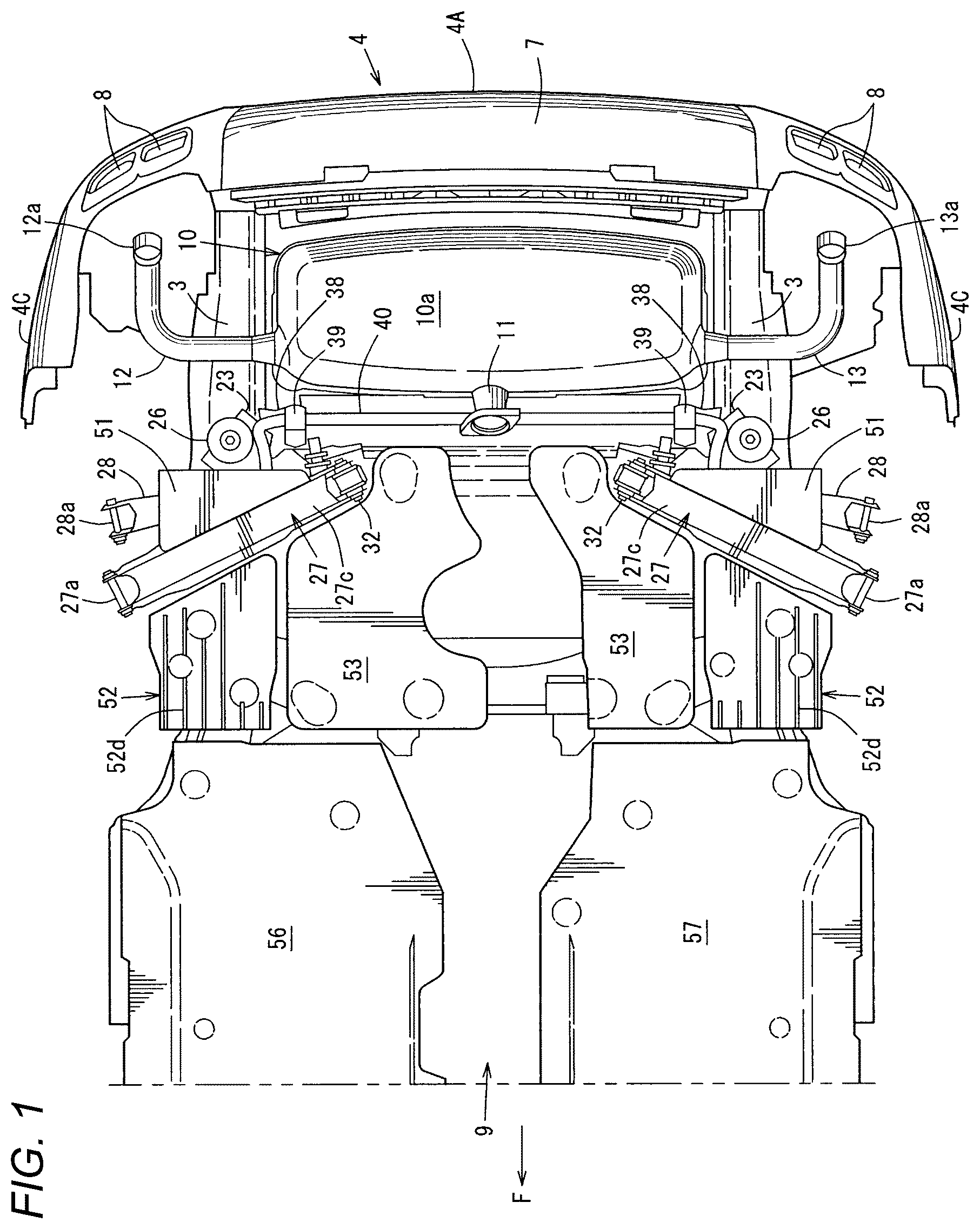 Patent US12103352 — Lower vehicle-body structure of vehicle — Figure 1