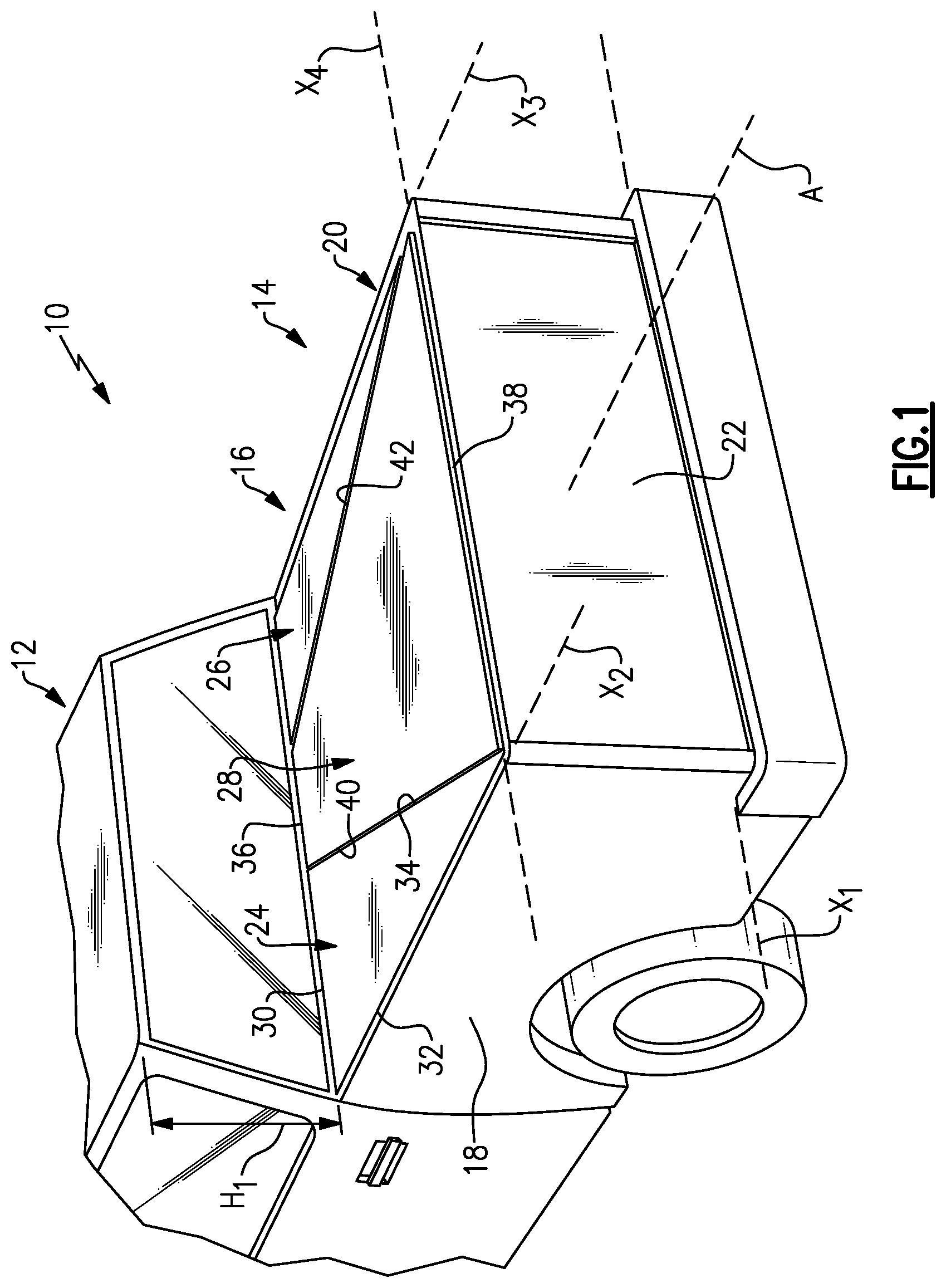 Patent US12103371 — Tonneau cover including moveable panels — Figure 1